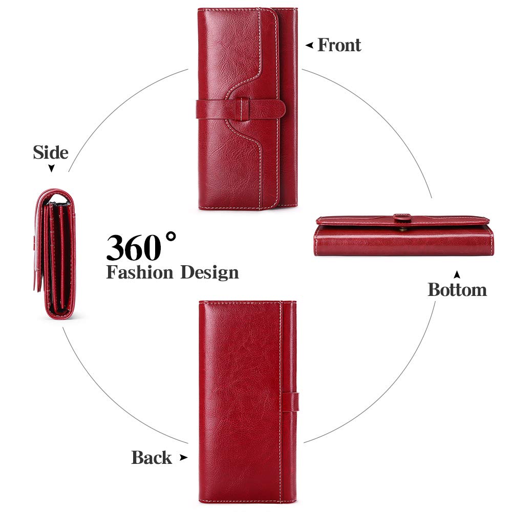 SENDEFN Genuine Leather Wallets for Women - RFID Blocking Bifold Wallet with Multiple Card Slots & Zipper Pocket - Stylish Ladies Purse for Everyday Use, Travel, and Gift Giving