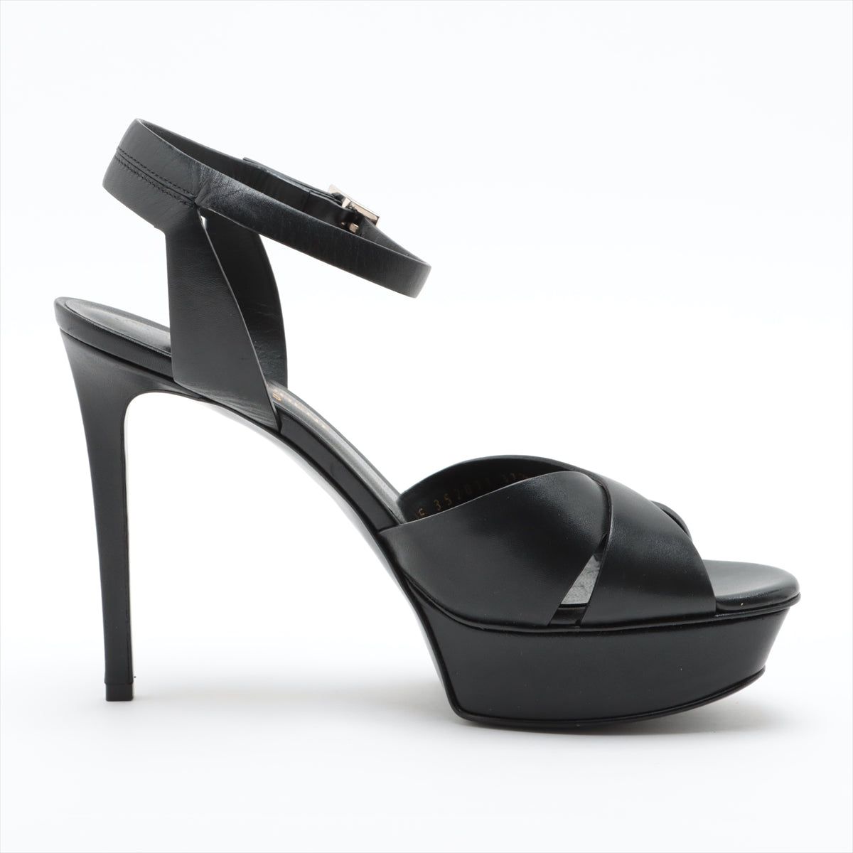 Saint Laurent Paris Black Leather Heel Sandals for Women - Luxury High Heel Dress Sandals for Evening Parties, Weddings & Special Occasions