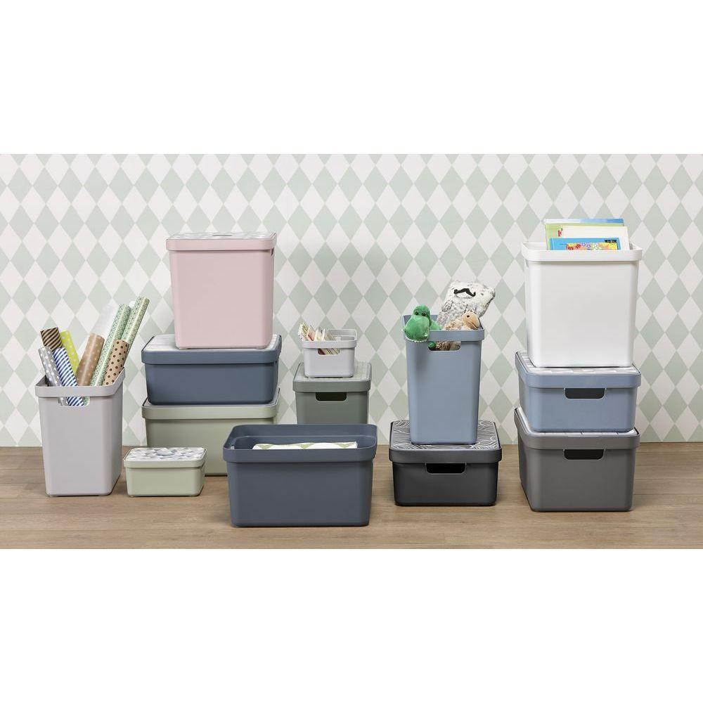 Sigma Home 13L & 25L Fabric Storage Bins with Lids - Light Grey Organizing Baskets for Closet, Nursery, or Office Organization