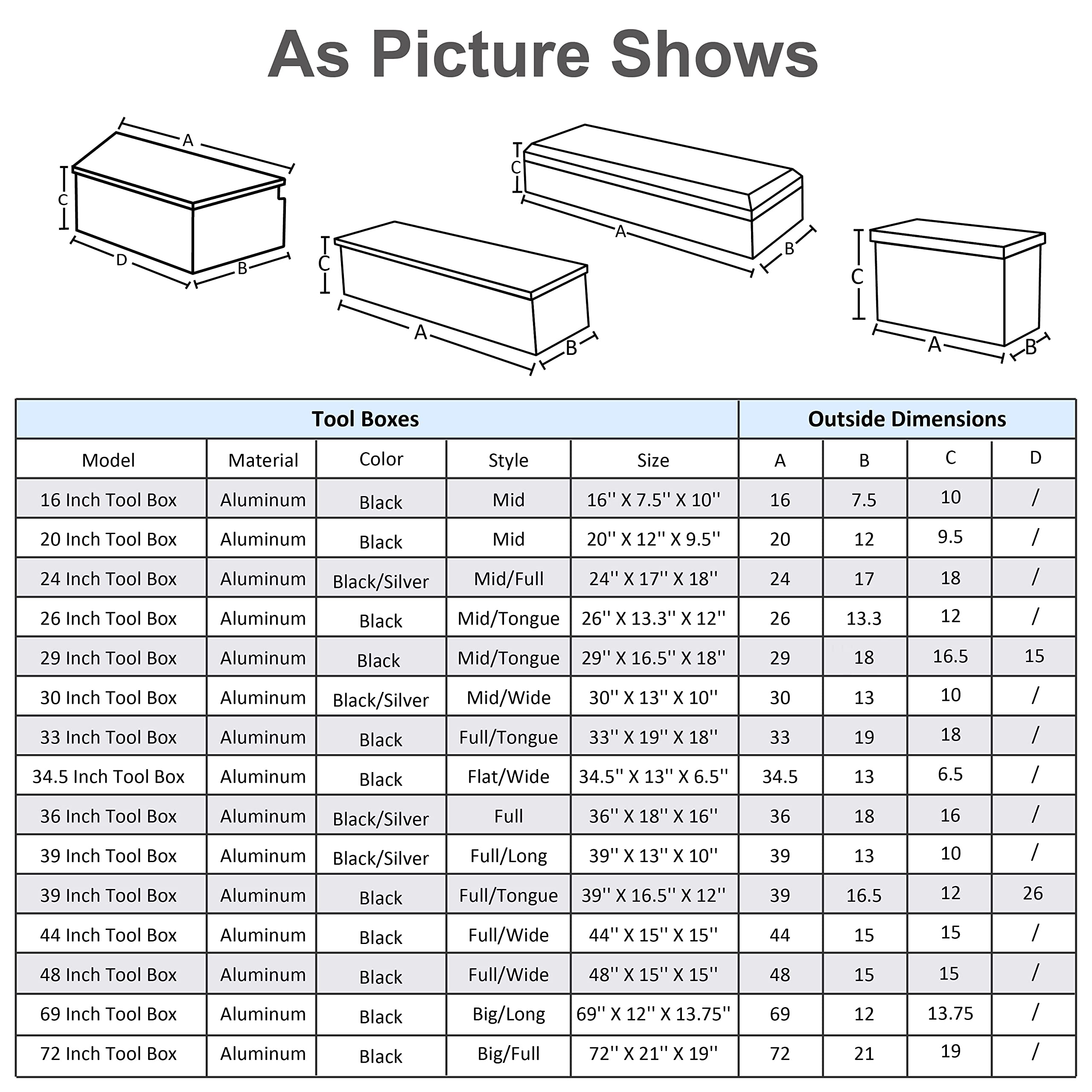 34.5 Inch Aluminum Truck Bed Tool Box with Lock & Keys - Heavy Duty Underbody Storage Organizer for Pickup, RV, Trailer (34.5