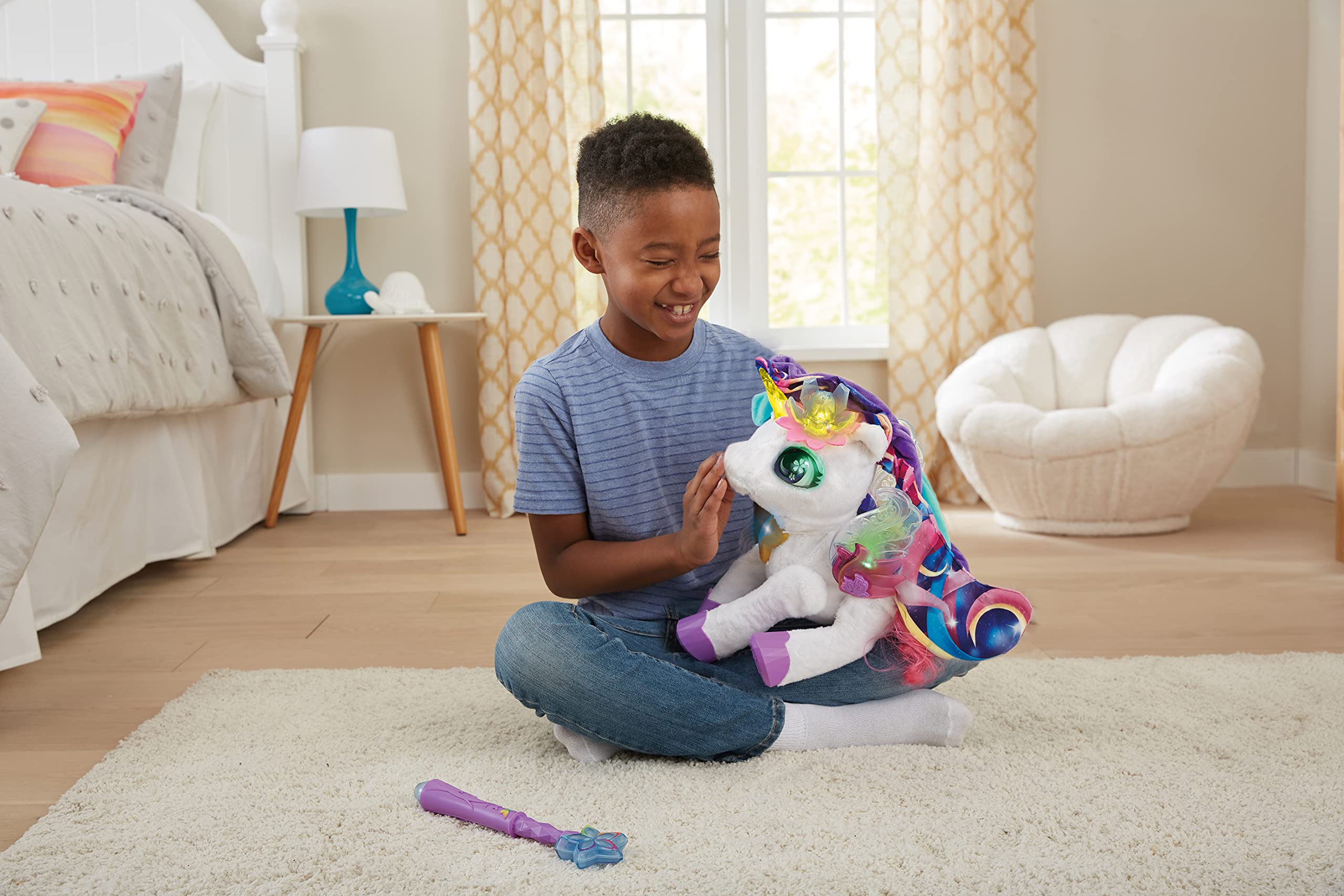 VTech Myla the Blush and Bloom Unicorn Toy - Interactive Soft Plush with Music, Sounds & Sing-Along Songs | Sensory Learning Toy for Kids Ages 5+ | Perfect for Playtime, Bedtime & Early Childhood Development (English Version)