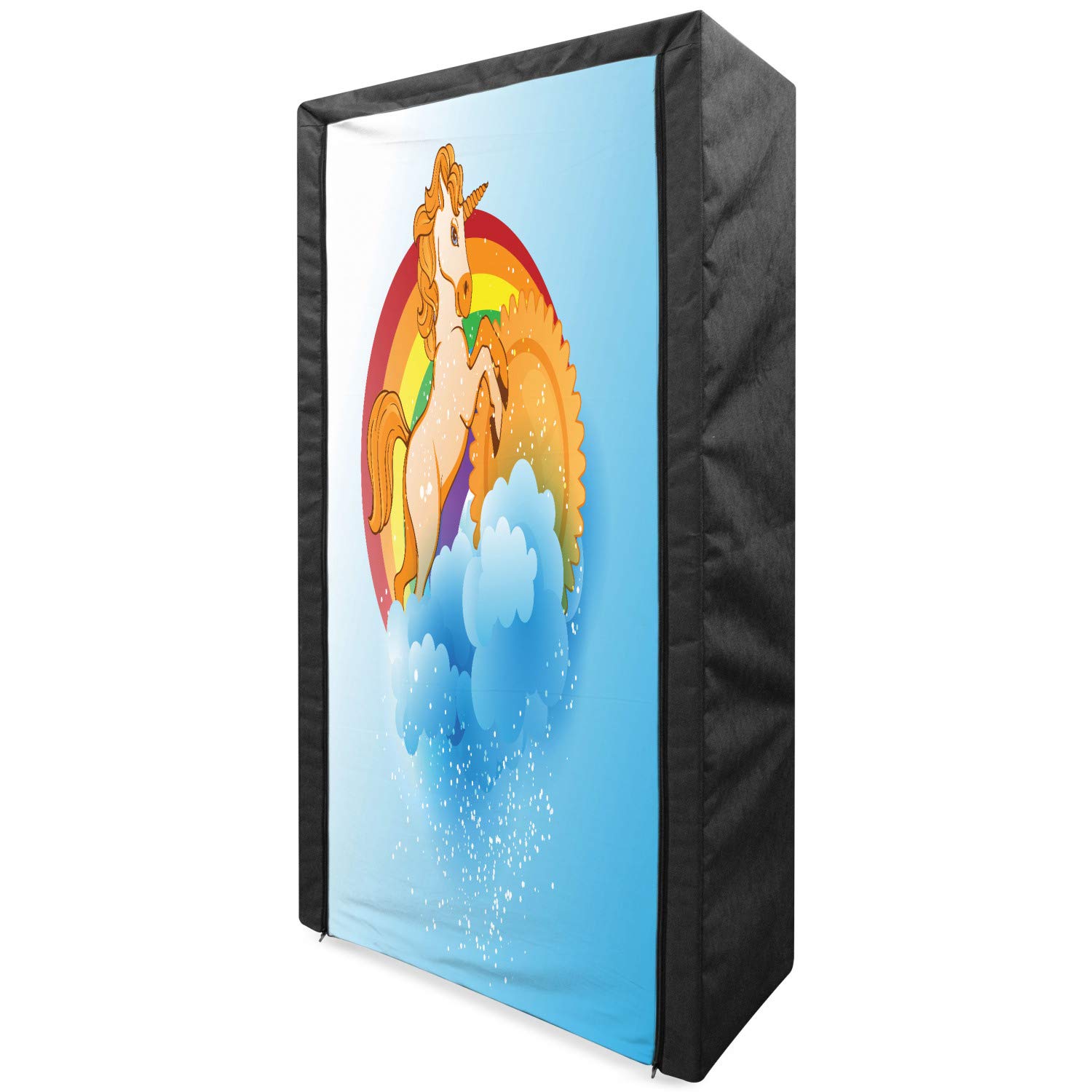 Ambesonne Unicorn Fabric Wardrobe - Portable Clothing Organizer with Shelves, 33.5