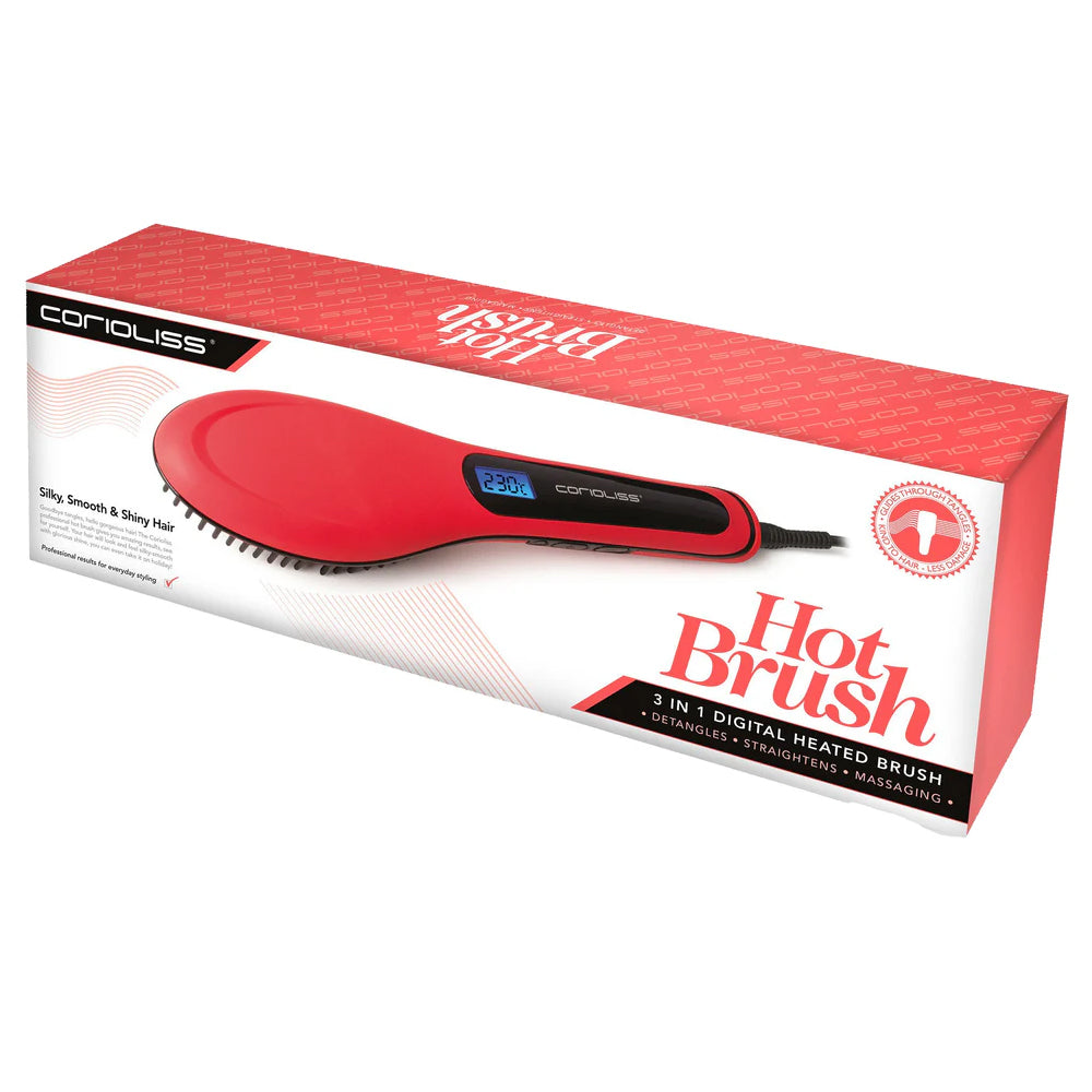 Corioliss 3-in-1 Hot Hair Straightening Brush - Detangling & Styling Tool for Smooth, Shiny Hair | Perfect for Home Use, Travel & Salon-Quality Styling
