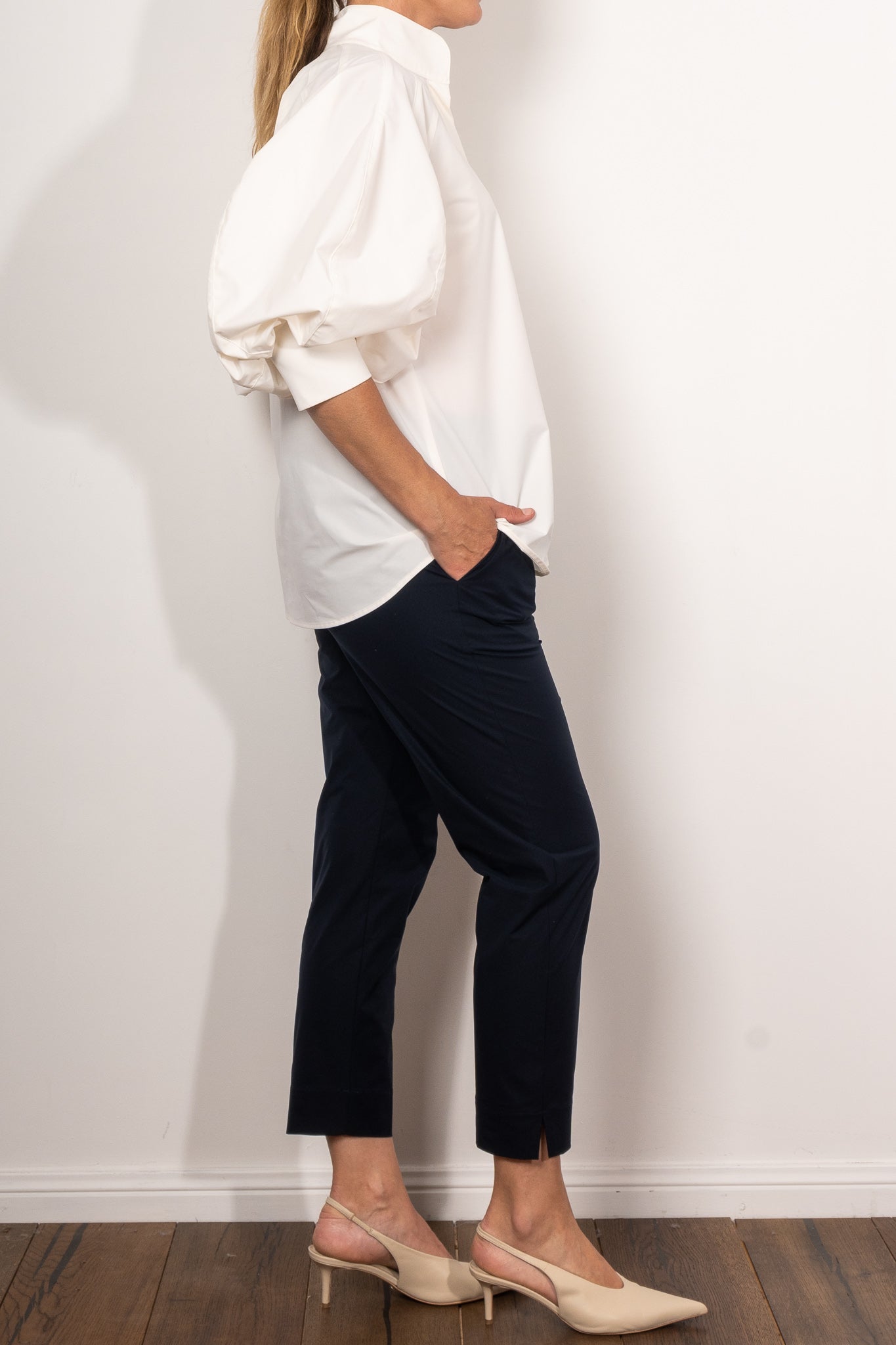 Mela Purdie Balloon Blouse Powder Weave - Elegant Women's Puff Sleeve Blouse for Office, Party & Special Occasions