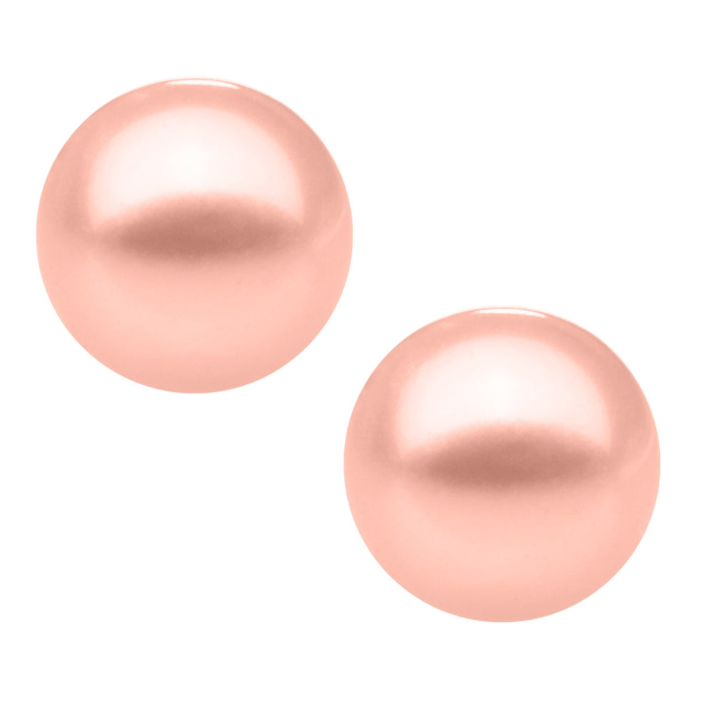 14K Gold Pink Pearl Stud Earrings for Girls – Elegant Kids Jewelry Gift for Birthdays, Parties & Special Occasions