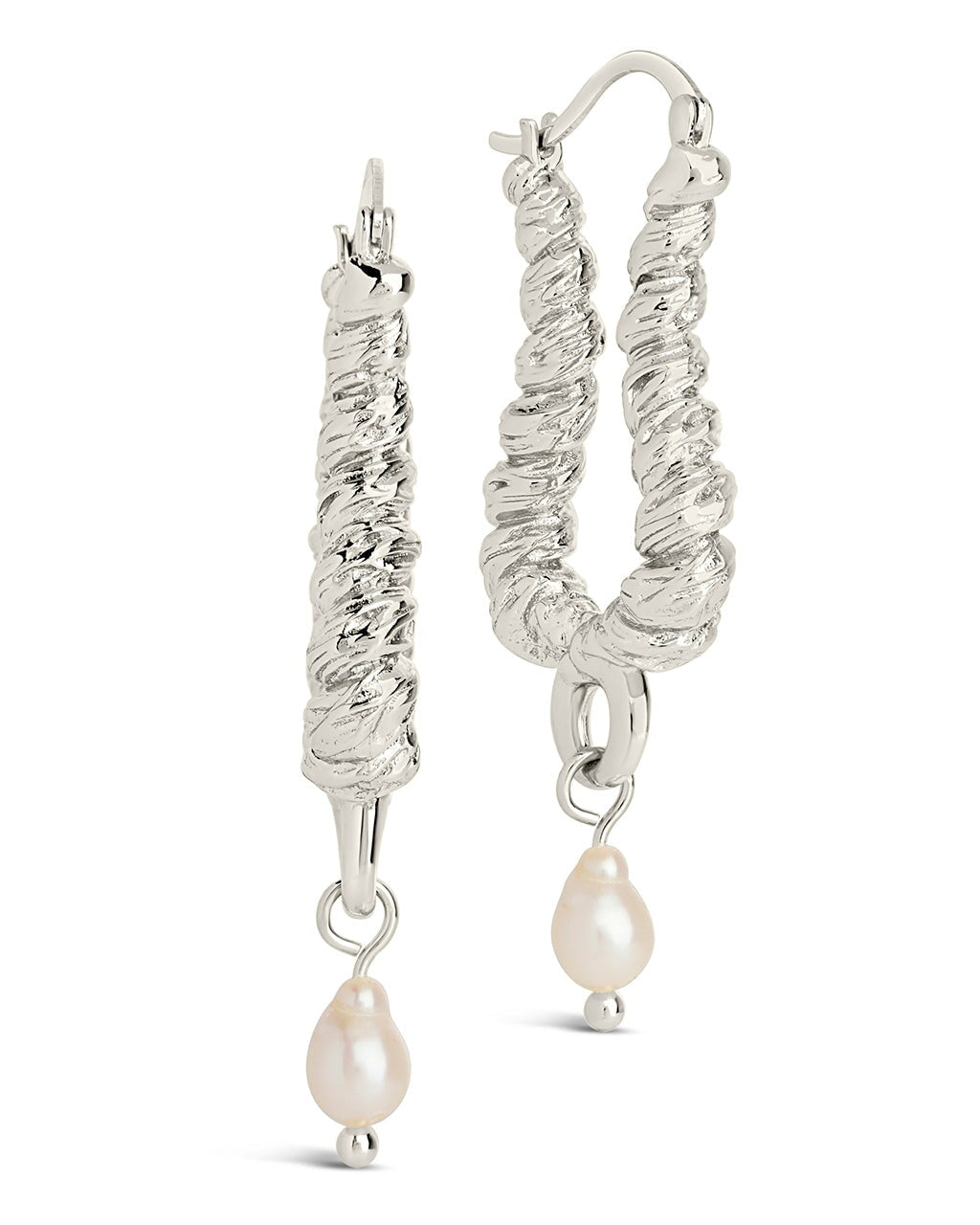 Sylvie Pearl Textured Statement Hoop Earrings for Women - Elegant Chunky Gold Hoops - Perfect for Parties, Weddings & Everyday Wear