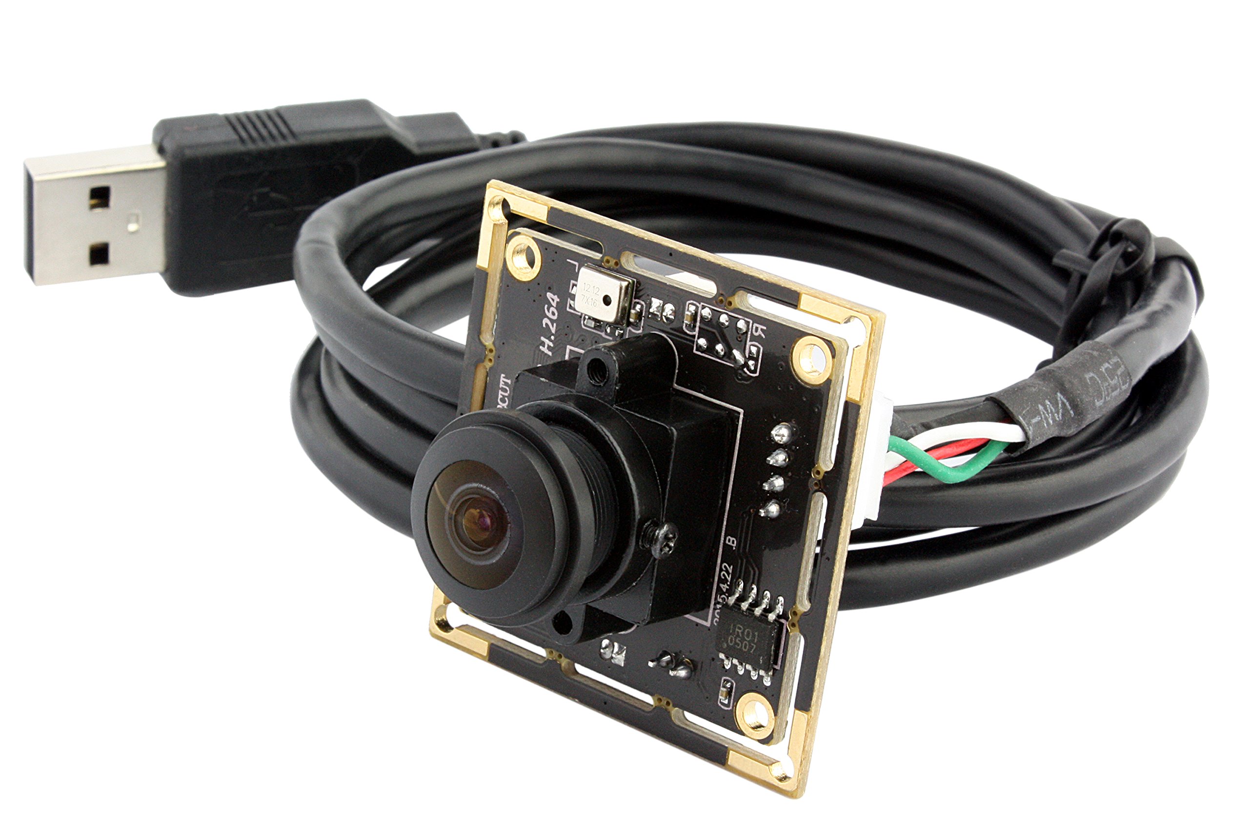 180 Degree Fisheye USB Webcam - 1080P HD, H.264, Built-in Microphone, UVC USB 2.0, 2MP CMOS AR0330 Sensor - Compatible with Raspberry Pi, PC, Laptop - Perfect for Security Monitoring, Video Conferencing, Lightburn Laser Projects & Computer Vision Applications