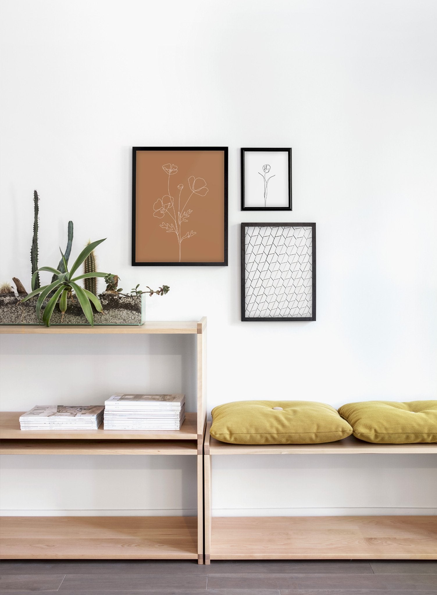 Poppy Sketch in Burnt Orange - Botanical Wall Art Poster for Home & Office Decor | Perfect for Living Room, Bedroom, or Gift