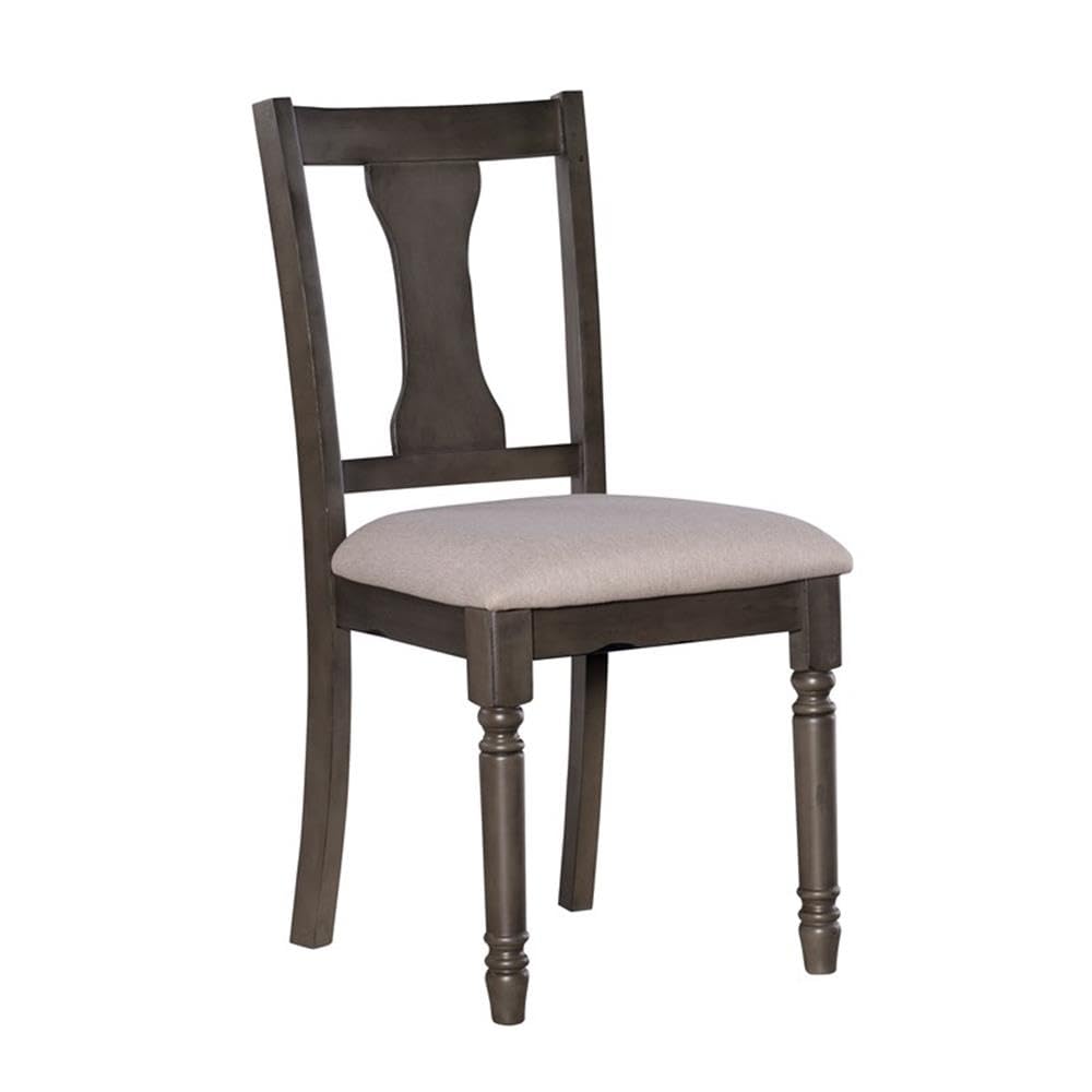 Pemberly Row Transitional Wood Dining Chairs Set of 2 - Gray Upholstered Side Chairs for Kitchen, Dining Room & Office - Comfortable Modern Accent Chairs