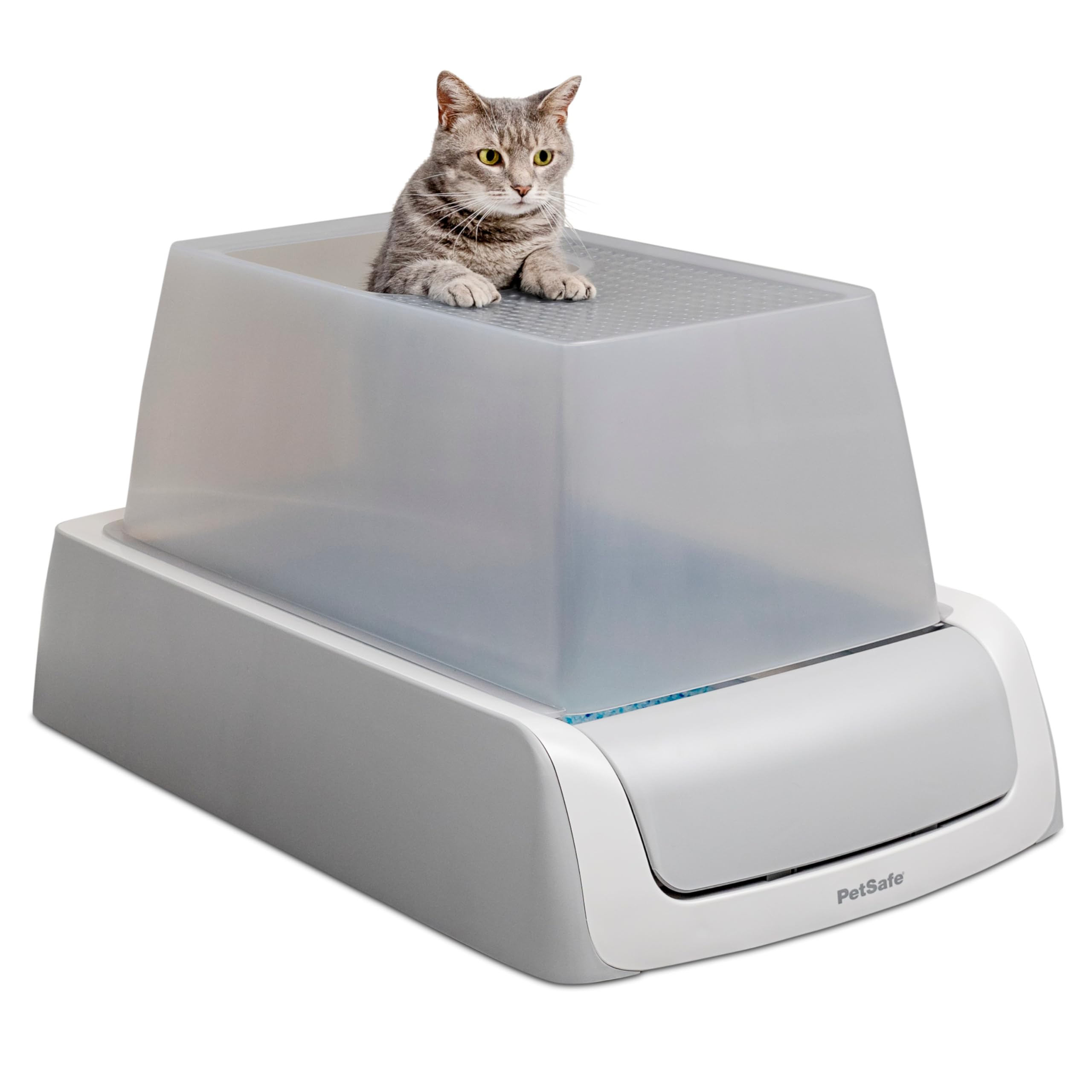 PetSafe ScoopFree Crystal Pro Self-Cleaning Cat Litter Box - Automatic Electric Litter Box with Odor Control, Disposable Crystal Trays & Hood Cover - Perfect for Multi-Cat Homes & Busy Pet Owners (Gray)