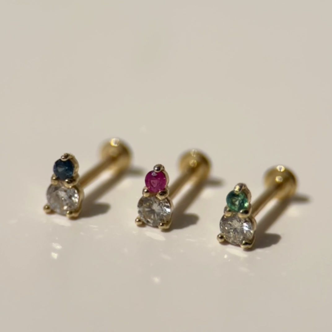 14K Yellow Gold Diamond and Ruby Flat Back Stud Earrings for Women - Perfect for Weddings, Parties & Everyday Elegance