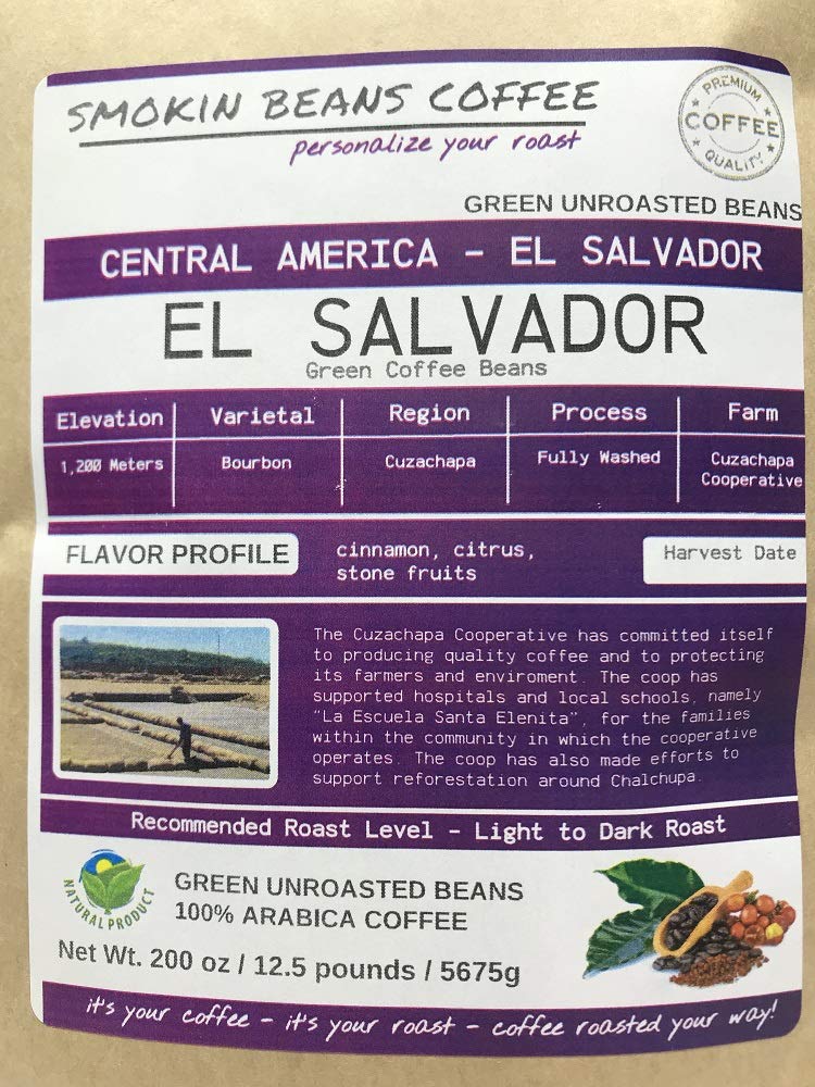 12.5-Pound Unroasted Green Arabica Coffee Beans from El Salvador - Fresh Specialty Grade Current Crop for Home Roasting - Perfect for Espresso, French Press & Cold Brew at Home