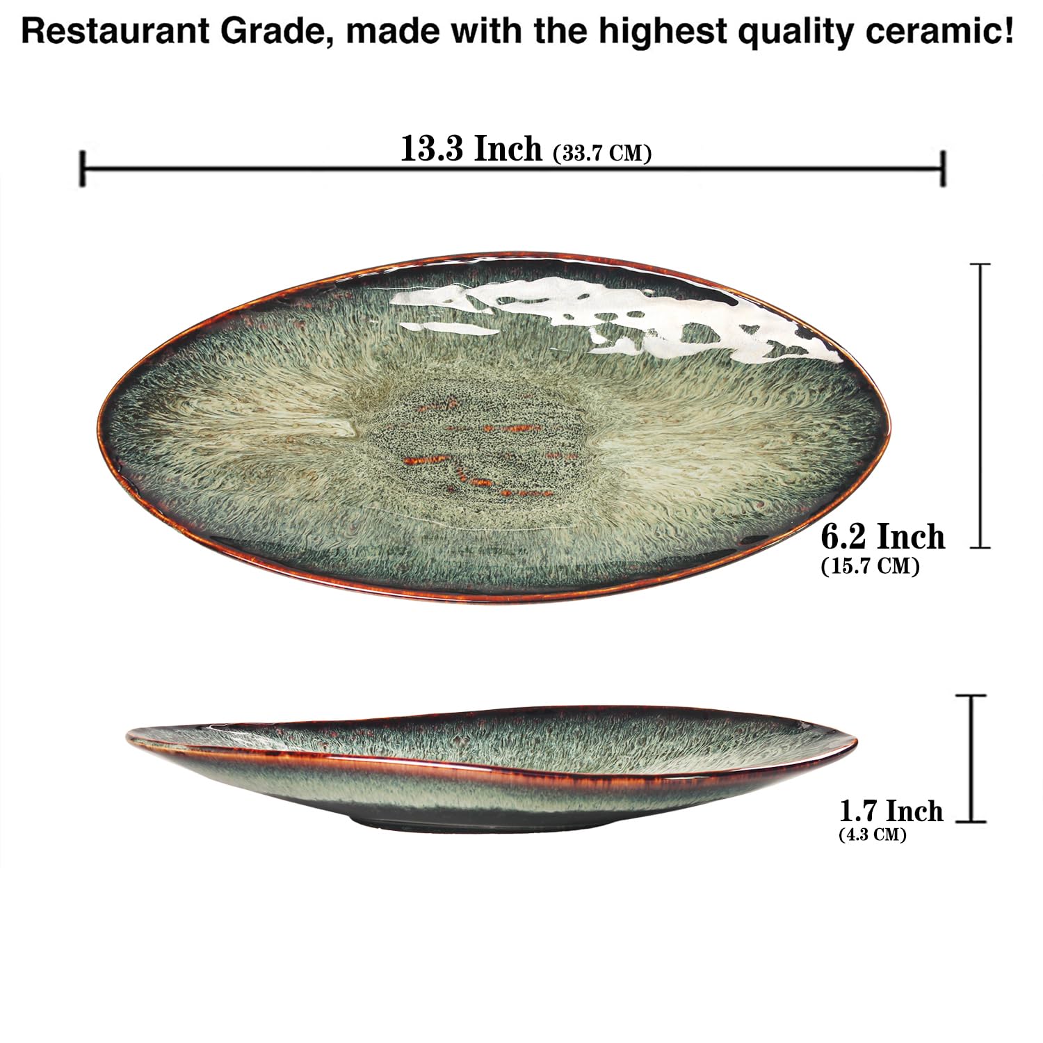 4-Piece Ceramic Dinner Plates Set - Microwave, Oven & Dishwasher Safe - Scratch Resistant Black Reactive Glaze Plates for Bread, Pasta, Salad & Sushi - Perfect for Dining, Entertaining & Restaurant Use