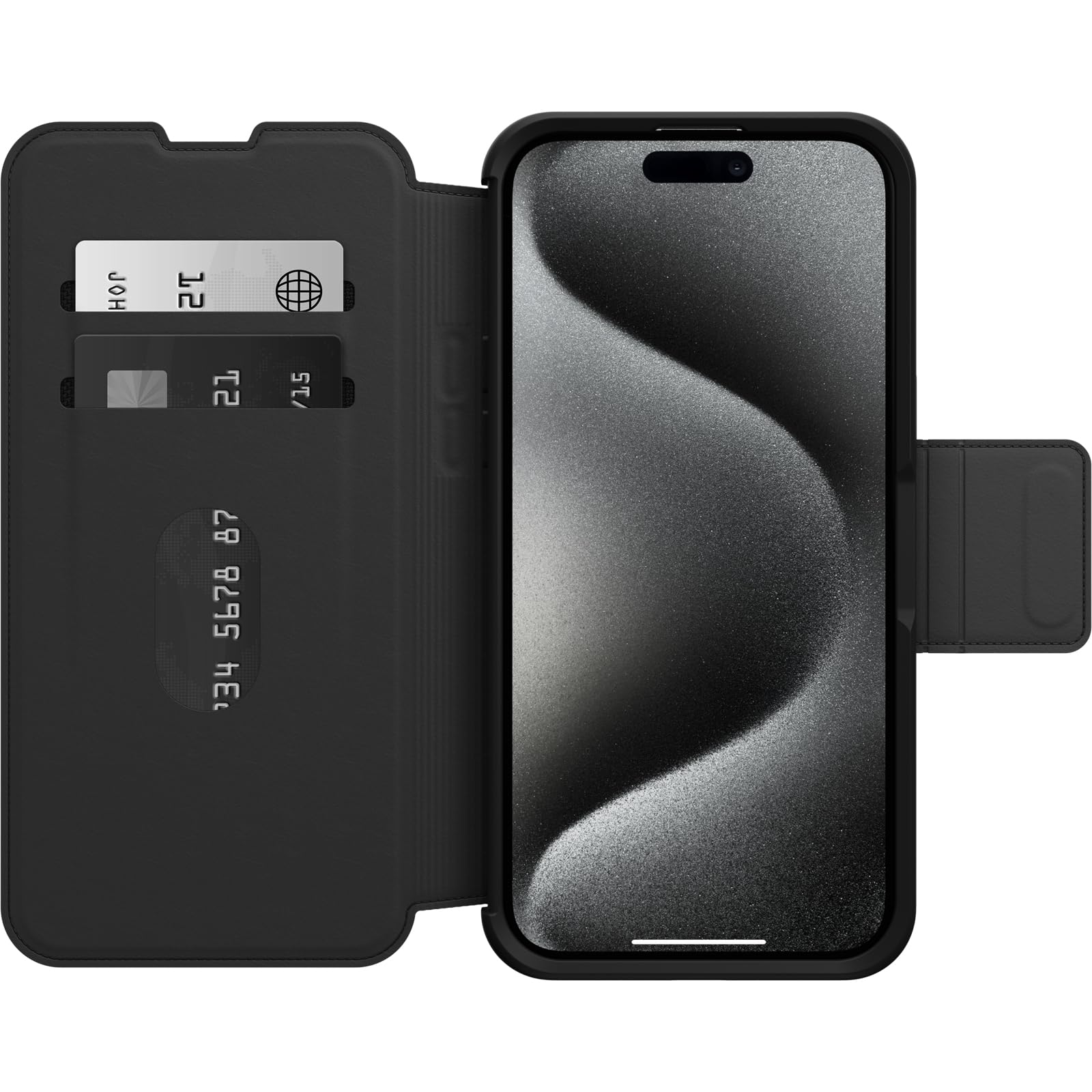 OtterBox Strada Premium Leather Case for iPhone 15 Pro Max with MagSafe - Military Grade Shockproof & Drop Proof Protection, RFID Blocking Card Holders (Black) | Perfect for Business Professionals & Travelers