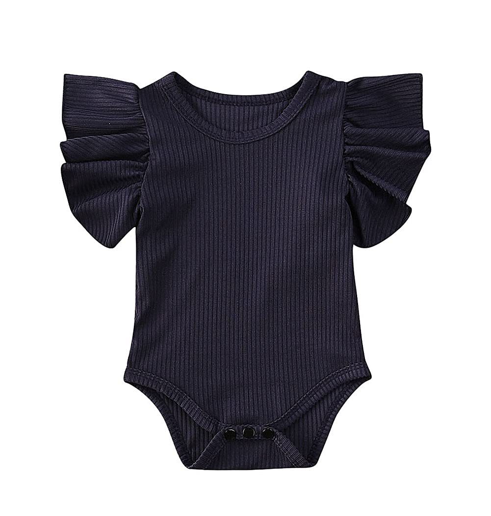 Unisex Baby Short Sleeve Ruffle Romper - Soft Cotton Bodysuit Jumpsuit for Boys & Girls | Perfect for Summer & Spring Outings, Playdates & Photo Shoots