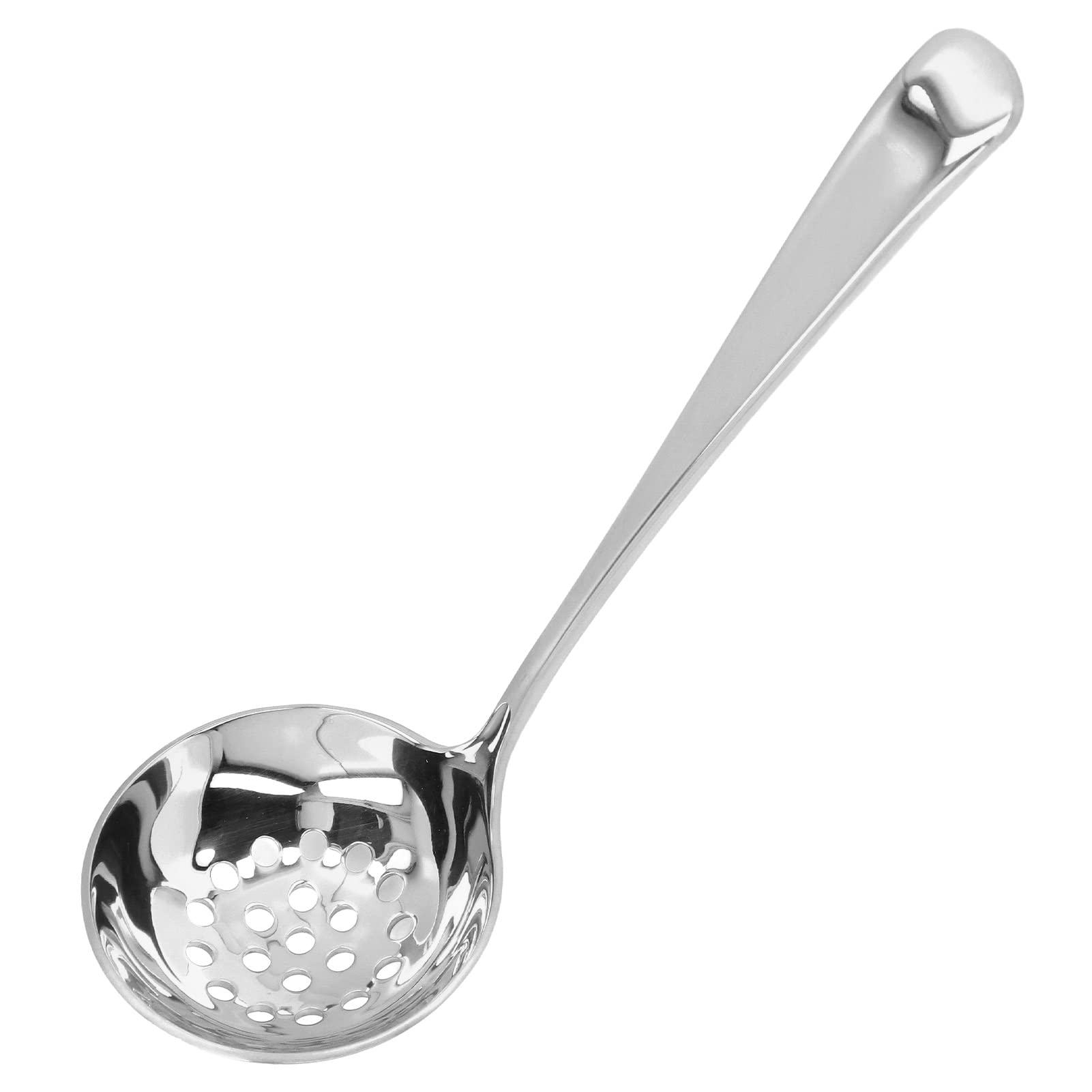 Premium 304 Stainless Steel Long Handle Soup Ladle - Thickened Heavy Duty Hot Pot & Cooking Spoon with Strainer - Perfect for Kitchen, Soup Serving, Stews, Broth, Pasta & More (Silver)