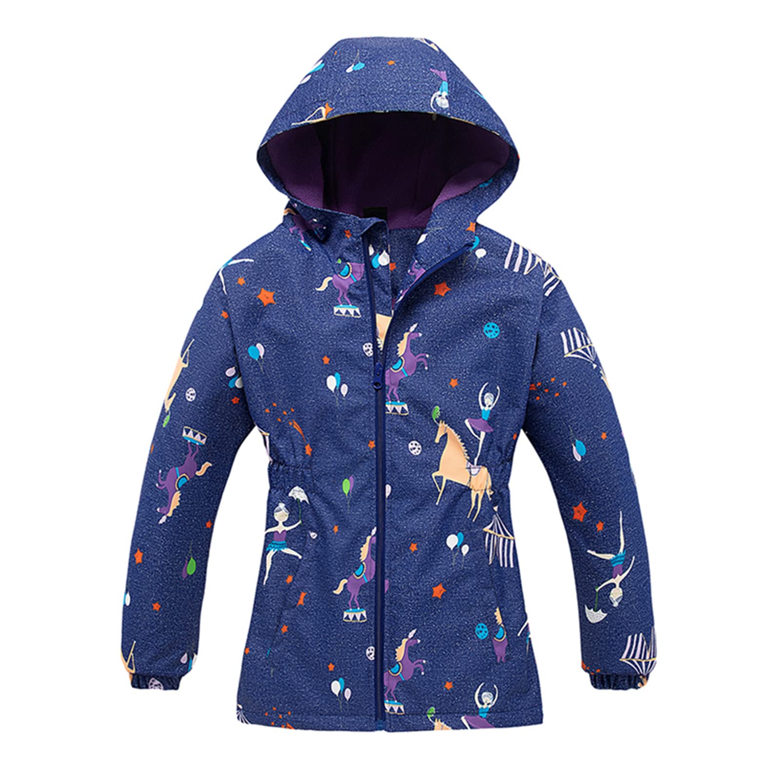 **Girls Waterproof Rain Jacket with Fleece Liner - Kids Windbreaker Raincoat for Outdoor Play & School - Lightweight & Comfortable for Hiking, Camping & Rainy Days**