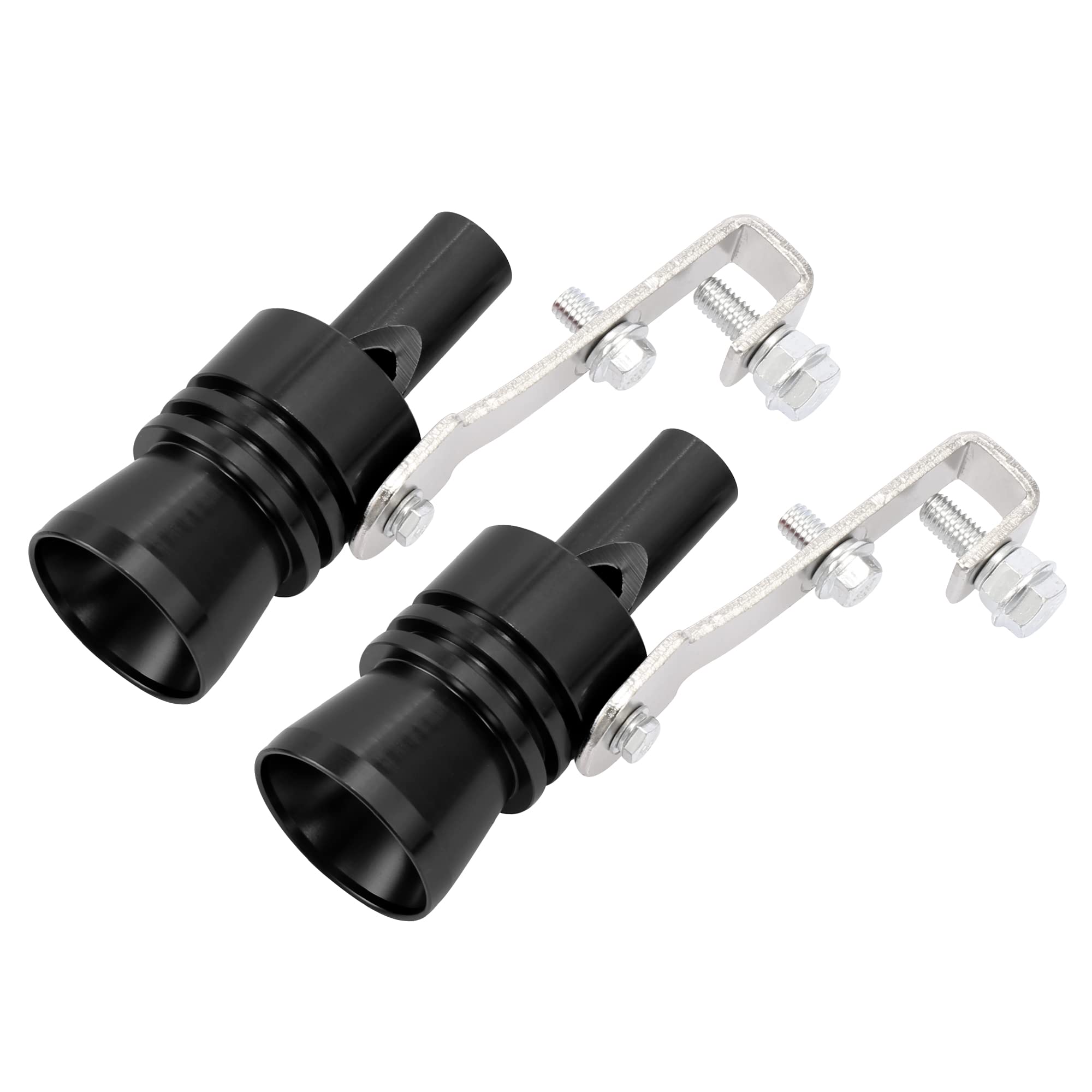 X AUTOHAUX 2-Piece XL Aluminum Alloy Universal Turbo Sound Exhaust Muffler Pipe Whistle - Deep Car Roar Enhancer (Black) - Perfect for Performance Cars & Off-Road Vehicles