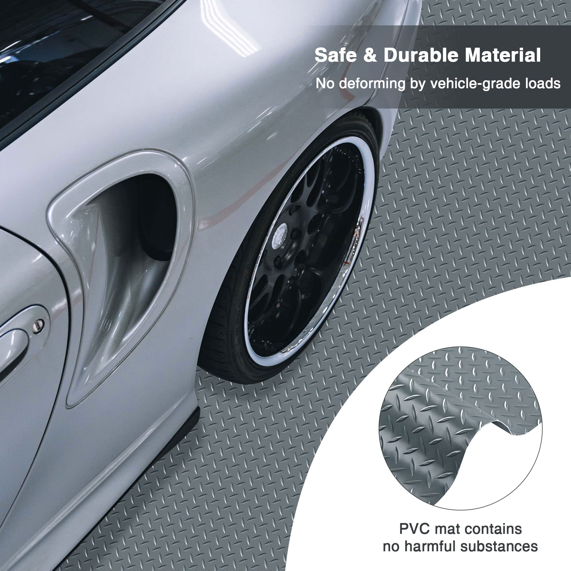 Yescom Heavy Duty PVC Garage Floor Mat Roll - 19.5x6.5 Ft Diamond Pattern Car Parking Mat for Garage, Warehouse, Gym & Basement - Protects Floors from Oil, Dirt & Moisture - Ideal for Vehicle Parking, Workout Areas & Storage Spaces
