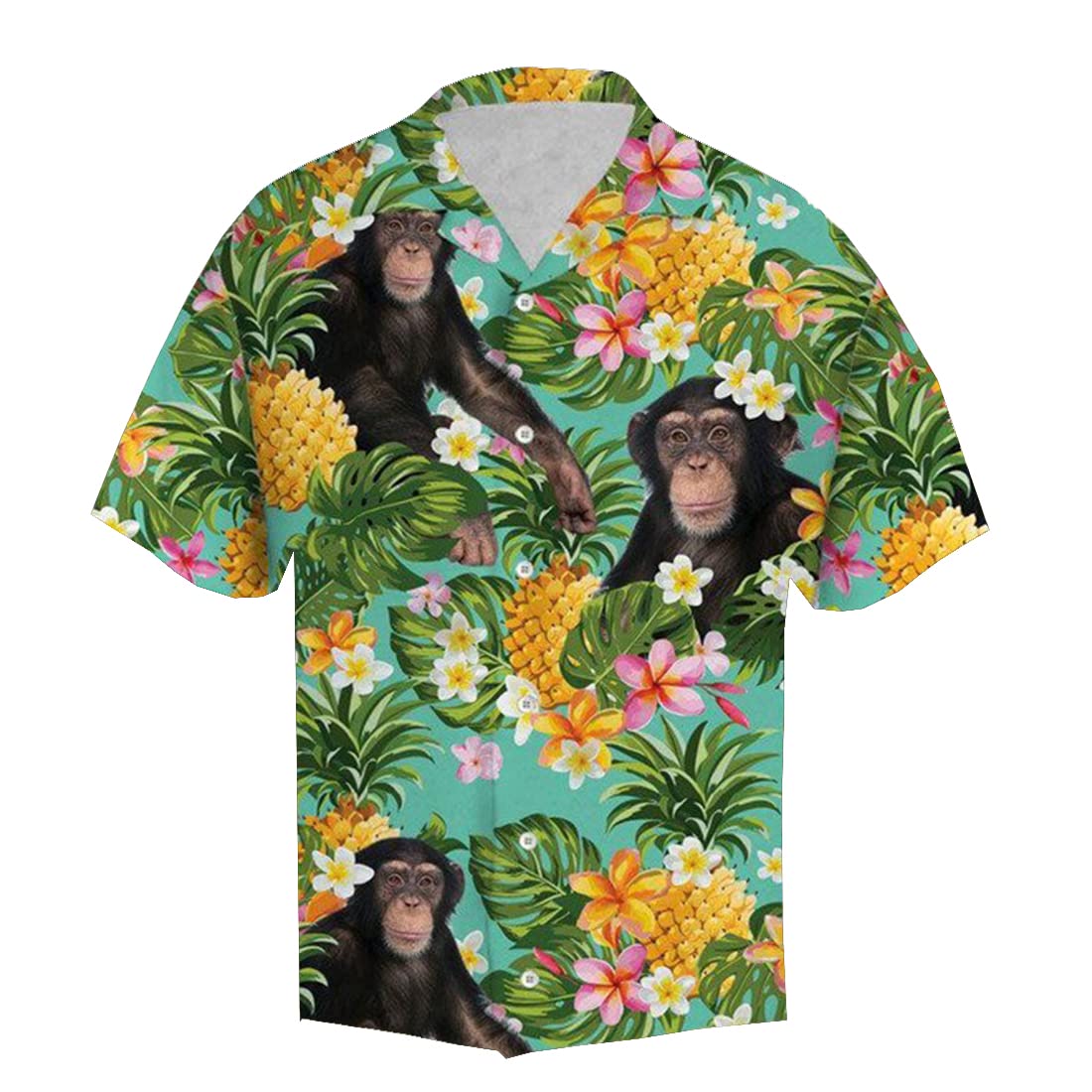 Funny Animal Print Hawaiian Shirts for Men & Women - Short Sleeve Button Down Tropical Shirts with Monkey Design - Perfect for Beach Parties, Summer Vacations and Casual Wear