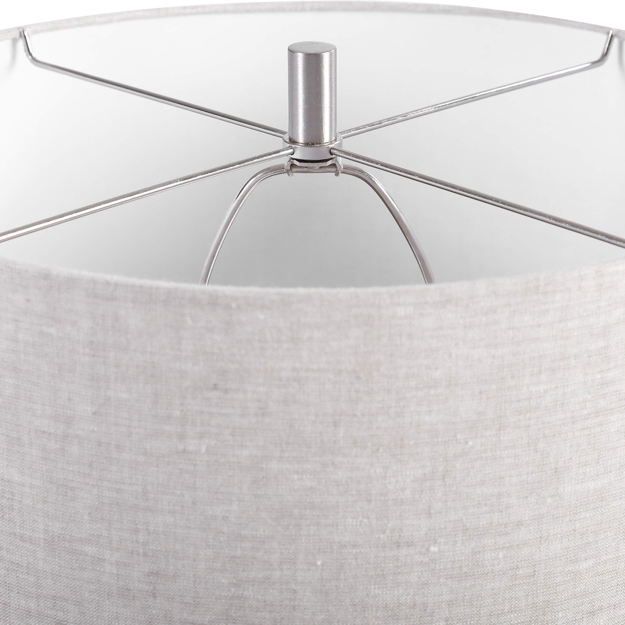 Modern Metallic Gray Table Lamp - Stylish Home & Office Lighting for Living Room, Bedroom, or Workspace