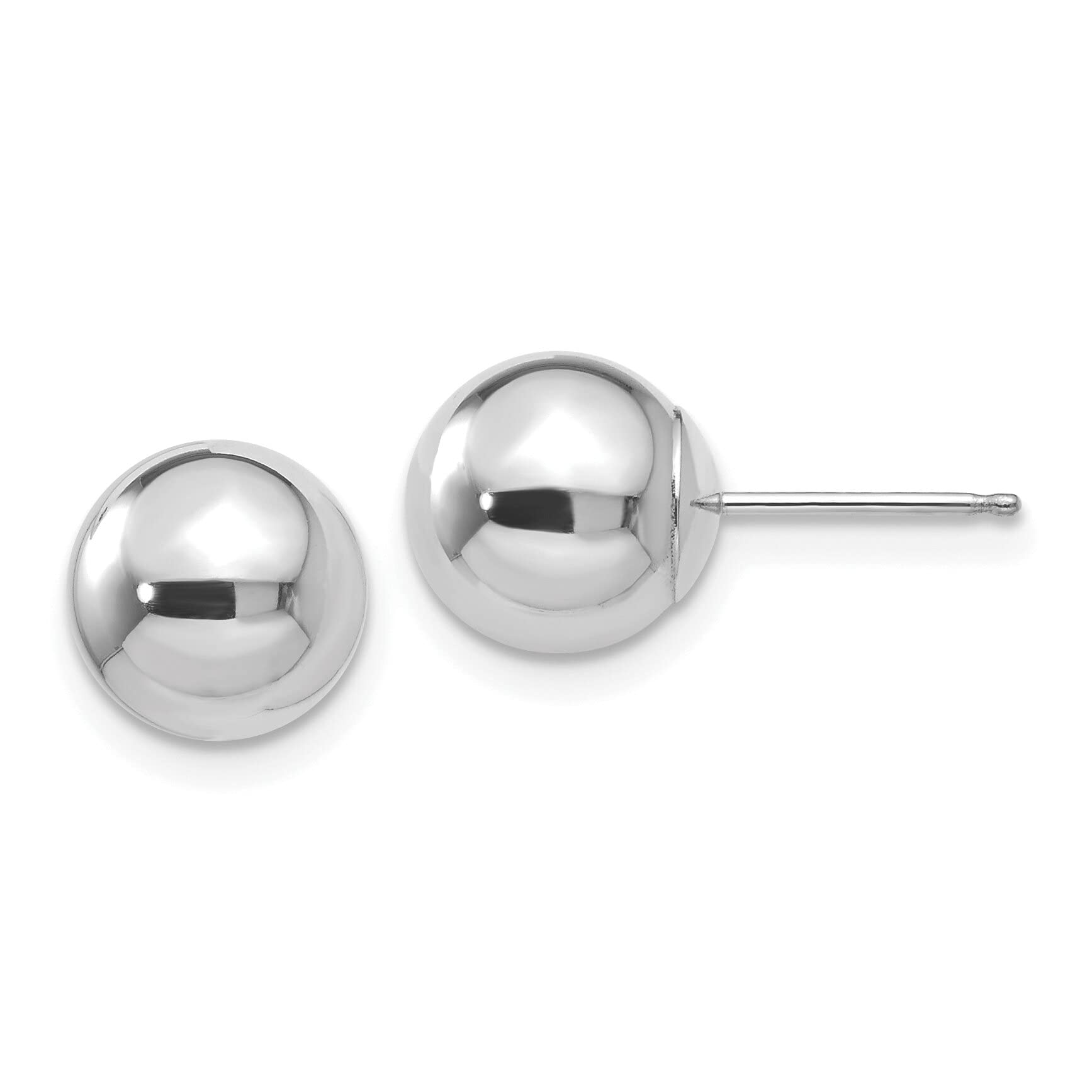 14K White Gold 8mm Ball Stud Earrings - Classic Minimalist Jewelry for Women, Perfect for Everyday Wear, Parties & Gifts