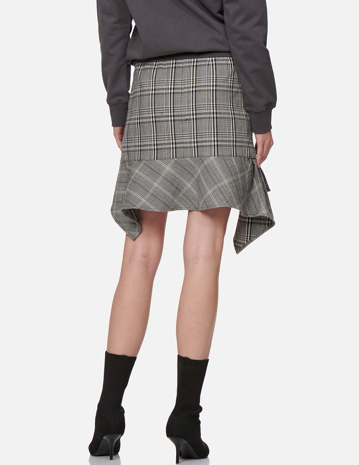 Asymmetric Ruffle Mixed Plaid Skirt for Women - Trendy High Waist A-Line Mini Skirt | Perfect for Casual Outfits, Date Nights & Fall Fashion