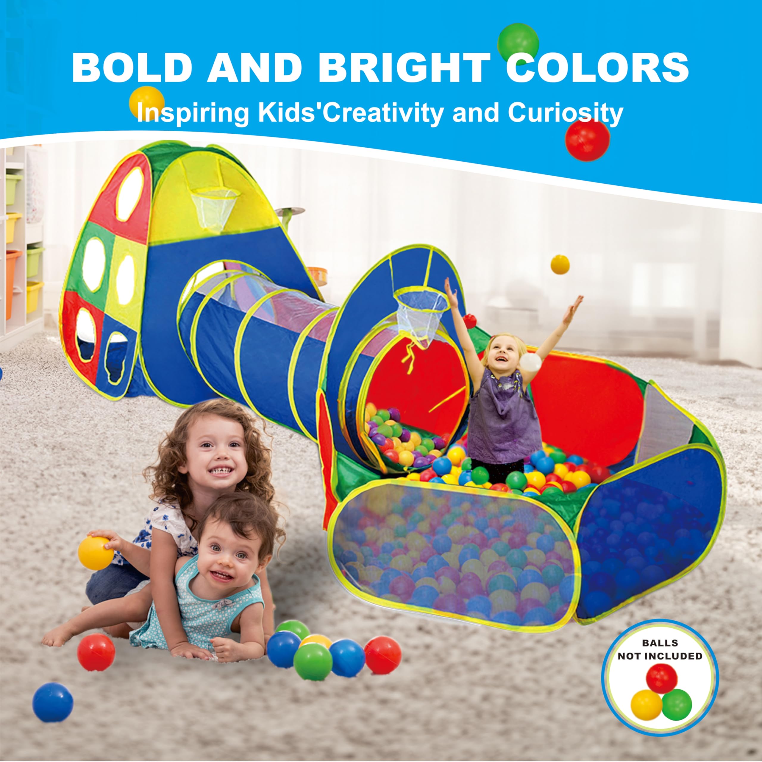 **3-in-1 Pop-Up Kids Play Tent with Tunnel & Ball Pit – Indoor & Outdoor Playhouse for Toddlers, Boys & Girls – Portable Crawl Tunnel Toy with Carry Bag – Perfect for Birthday Gifts, Playdates & Backyard Fun**
