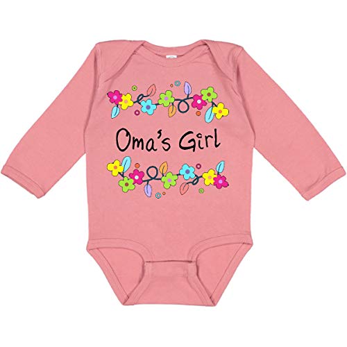 Inktastic Omas Girl - Bright Floral Long Sleeve Baby Bodysuit | Soft Cotton Infant Onesie for Girls | Perfect for Playdates, Photo Shoots & Everyday Wear