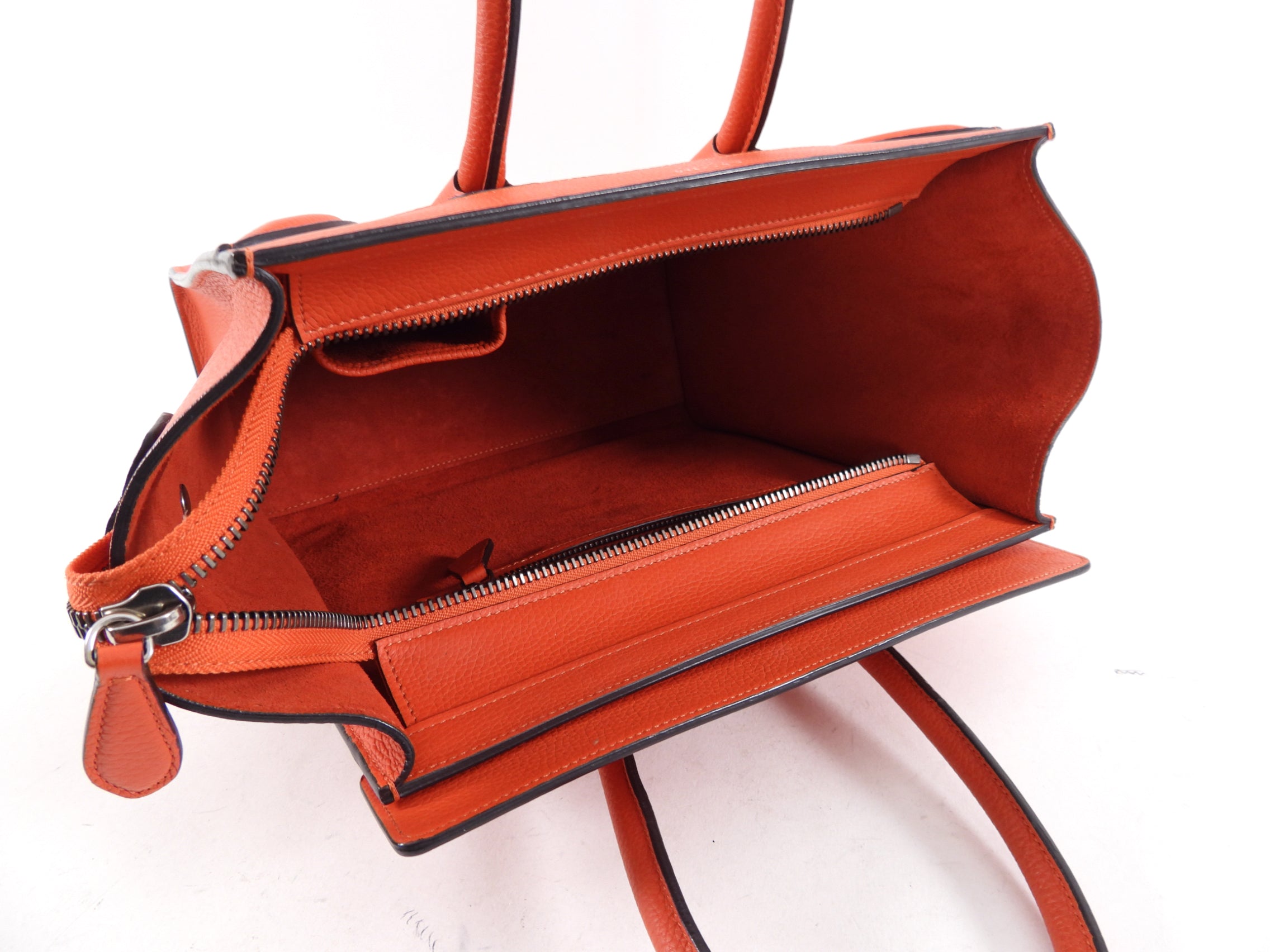 Celine Orange Micro Luggage Tote Bag for Women | Genuine Leather Designer Handbag | Perfect for Work, Travel & Everyday Use