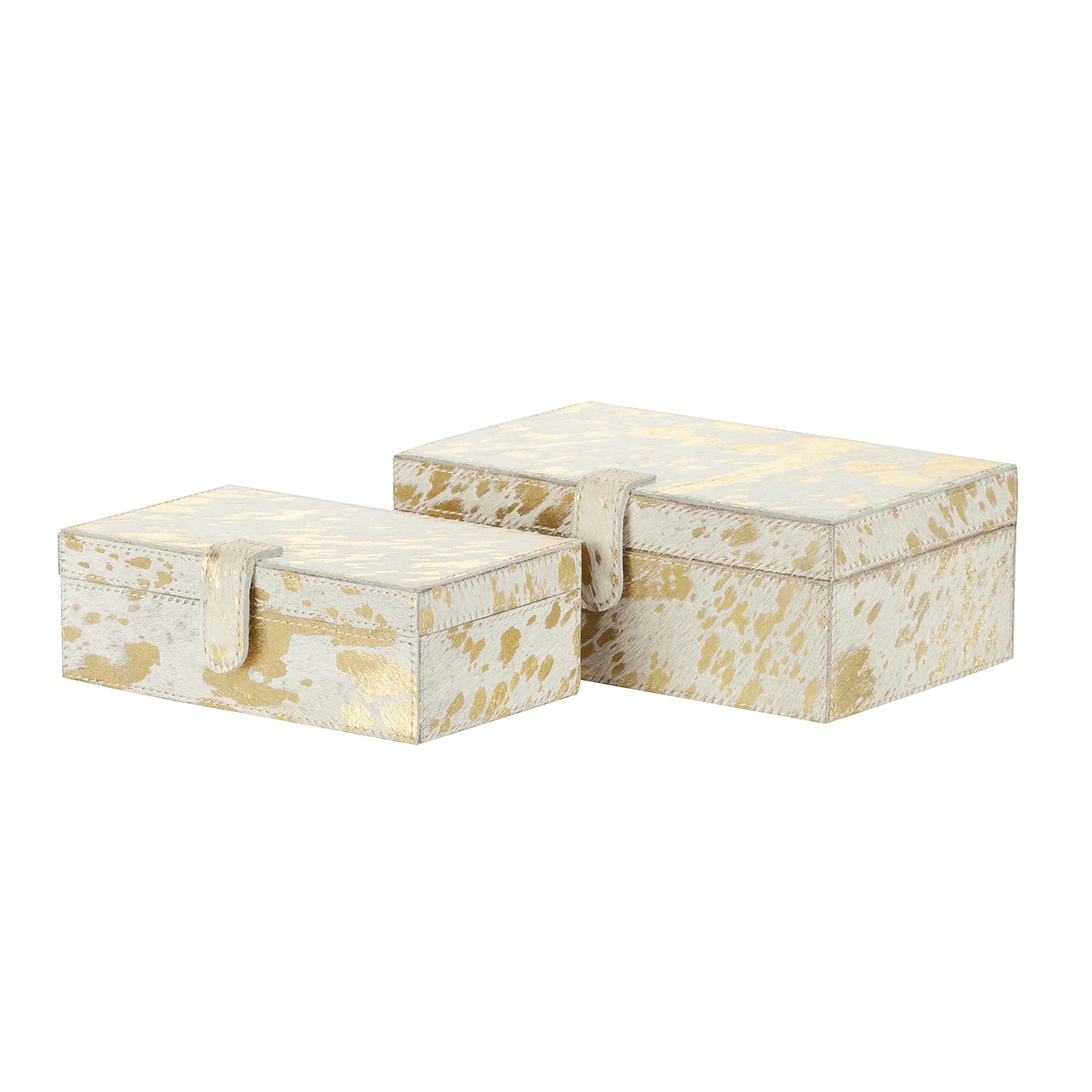 Deco 79 Genuine Leather Handmade Decorative Keepsake Box Set of 2 - 8