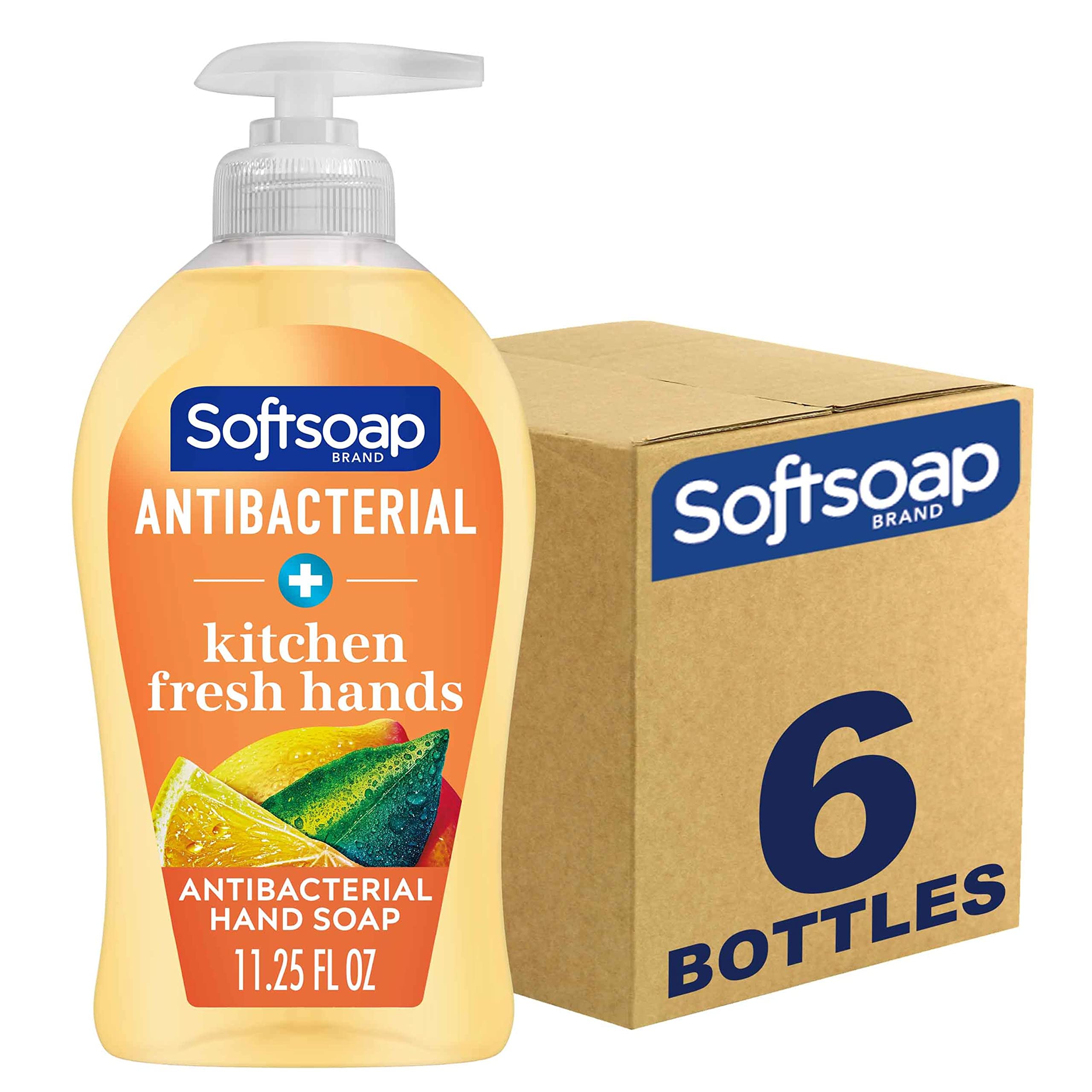 Softsoap Antibacterial Liquid Hand Soap 6-Pack (Cool Splash & Kitchen Fresh) - 11.25 oz Each - Kills 99.9% of Germs - Moisturizing & Refreshing for Daily Hand Washing at Home, Office, or School