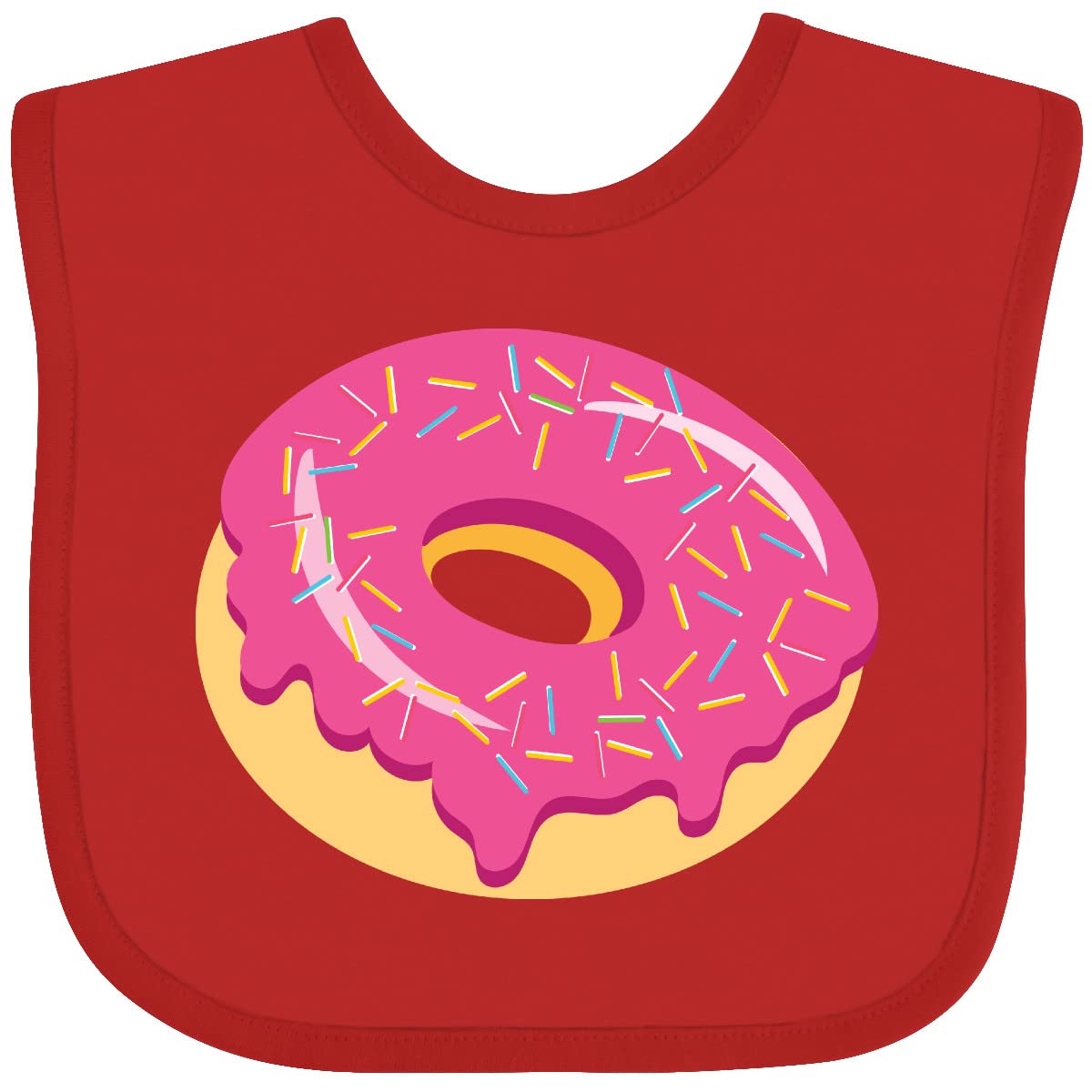 Inktastic Pink Donut with Sprinkles Baby Bib - Soft Cotton Drool Bib for Infants & Toddlers - Perfect for Feeding Time, Teething, and Messy Play