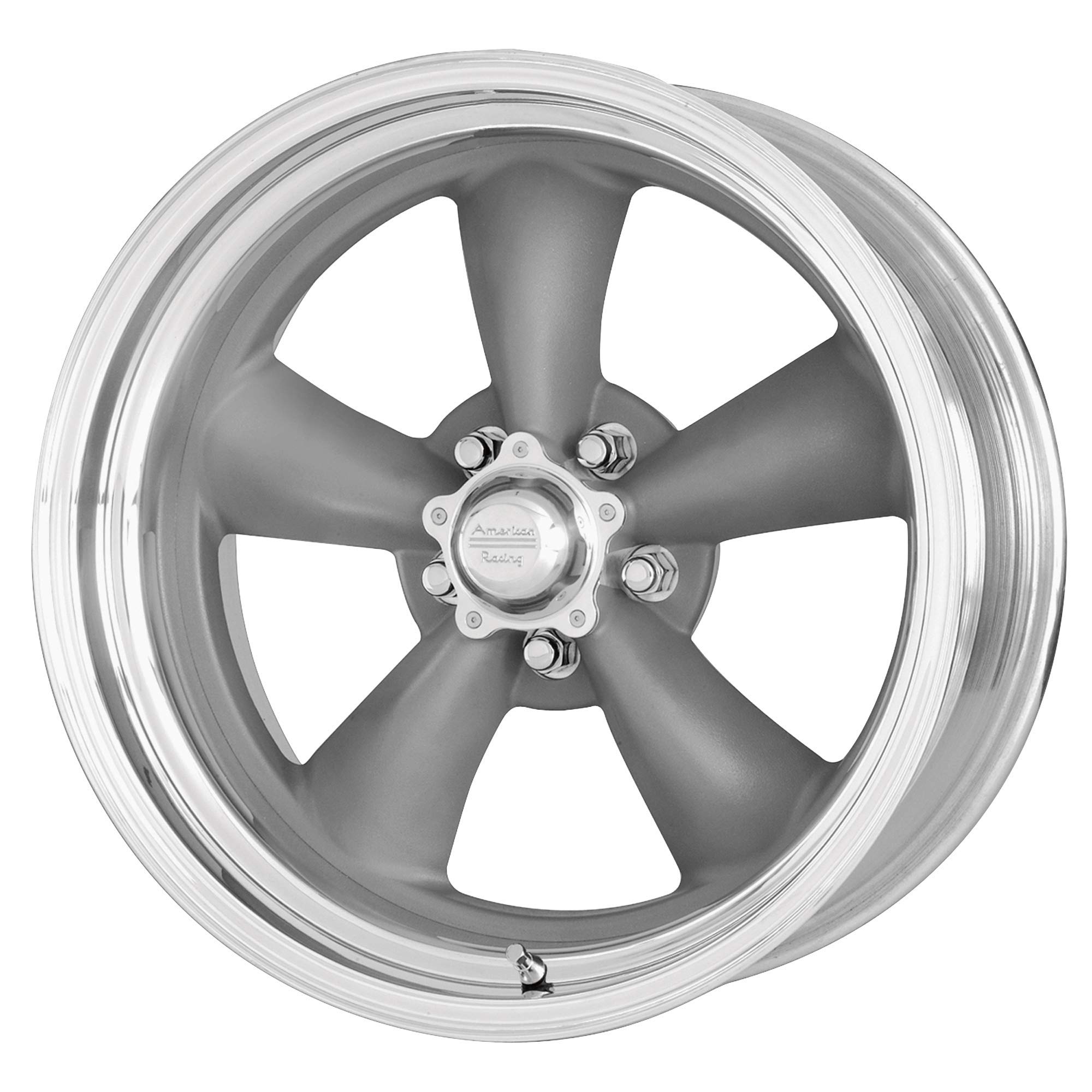 American Racing Classic Torq Thrust II One Piece 15x7 5x114.30 Mag Gray Wheels with Machined Lip (-6mm Offset) - Premium Performance Rims for Muscle Cars, Hot Rods & Custom Builds