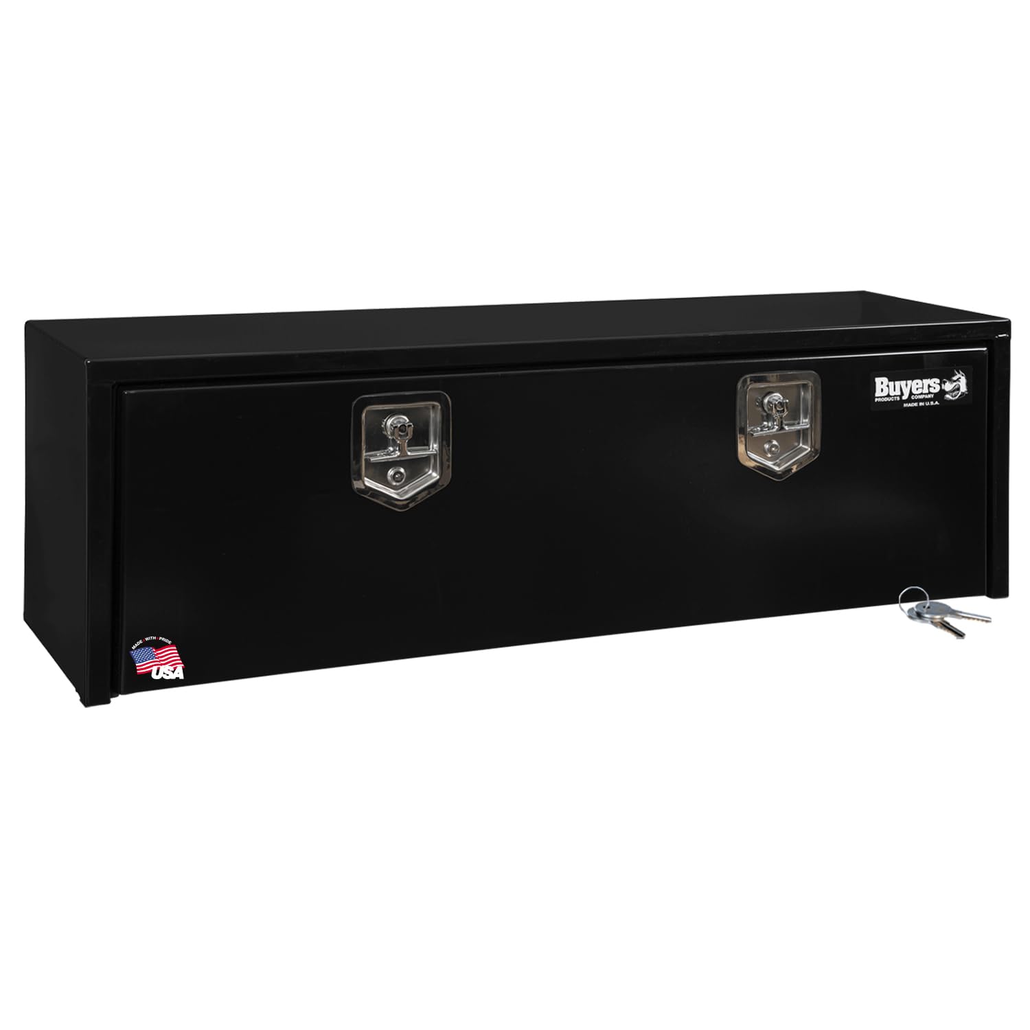 Buyers Products 1703328 Black Steel Underbody Truck Tool Box with Lockable T-Handle Latch - 15x13x48 Inch Heavy Duty Storage Chest | Made in USA | Perfect for Truck Bed Organization & Secure Tool Storage
