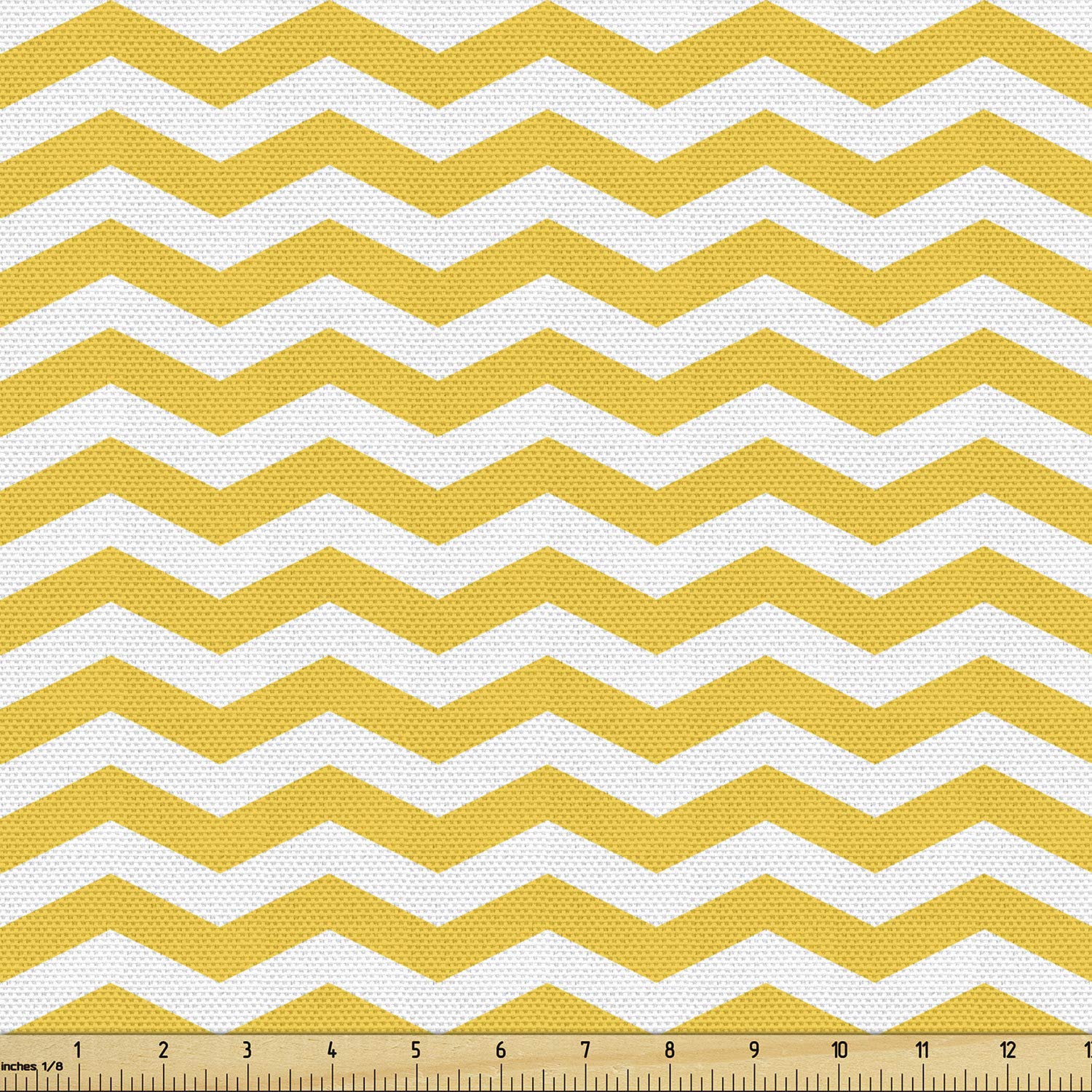 Ambesonne Yellow Chevron Fabric - Modern Zigzag Design for Upholstery & Home Decor | Summer Collection