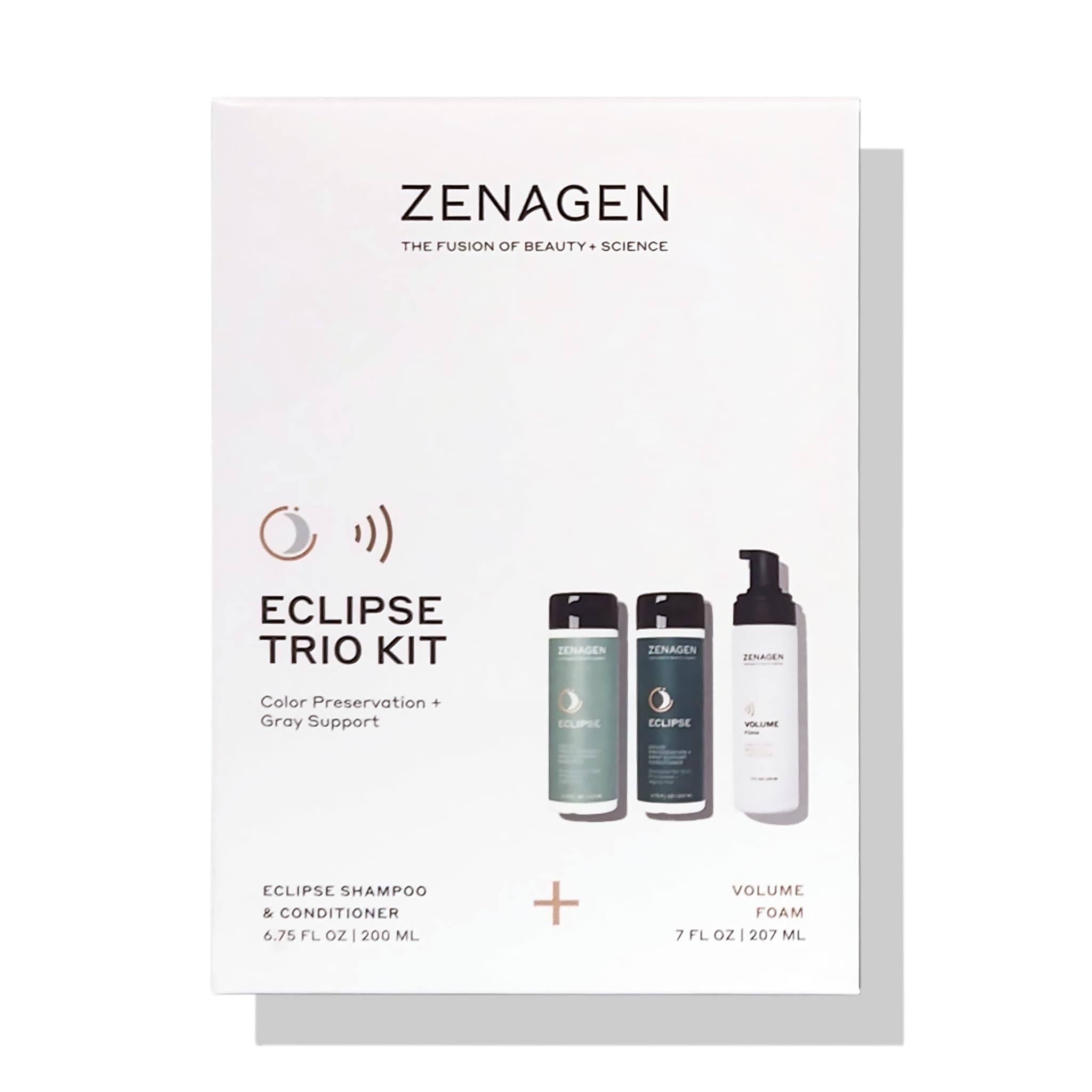 Zenagen Eclipse Trio Kit - Volumizing Shampoo, Conditioner & Styling Foam for Color-Treated Hair | Hair Growth Treatment & Thickening Solution for Fine, Thin Hair | Perfect for Daily Use & Salon-Quality Styling at Home