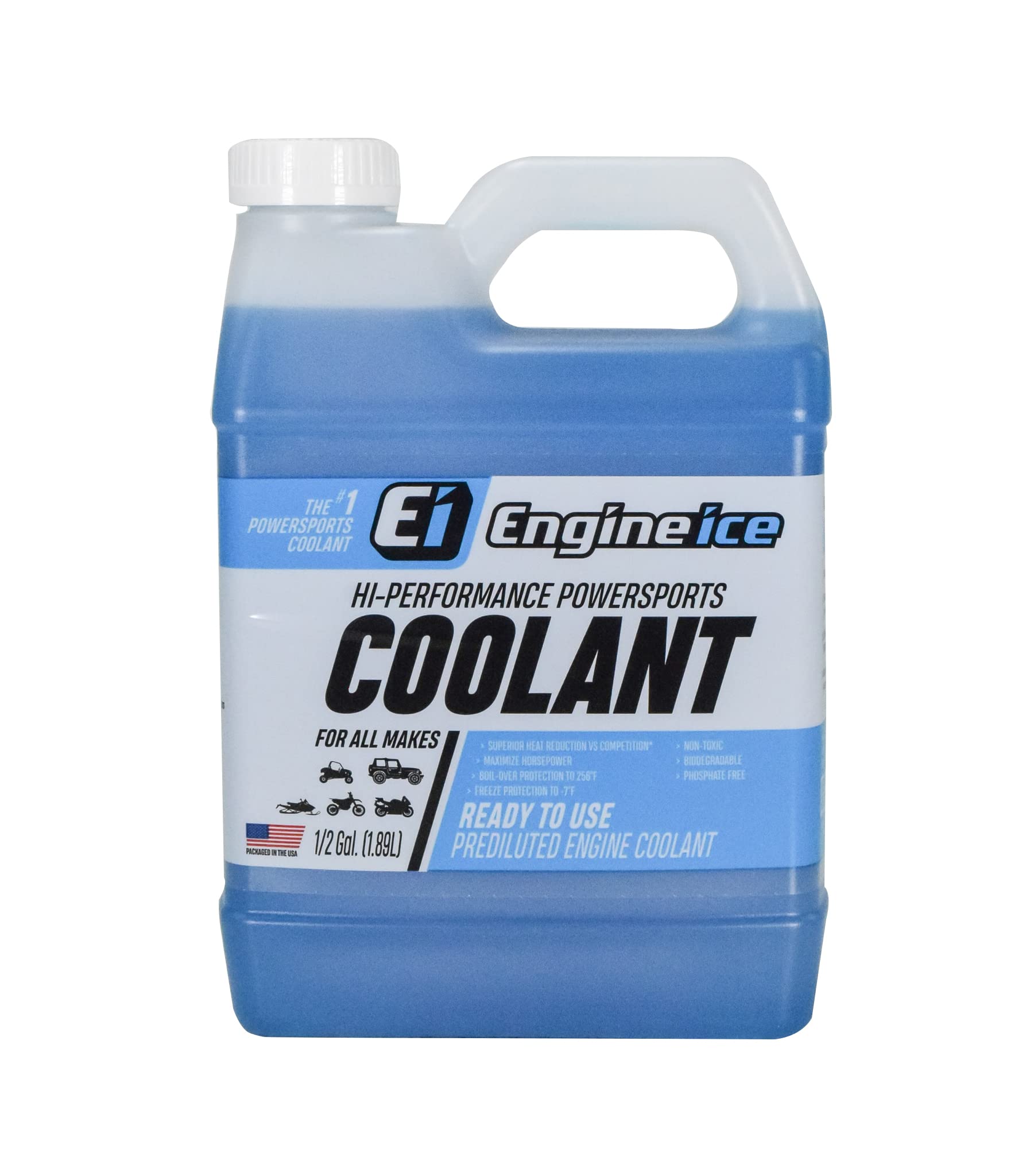 Engine Ice High-Performance Coolant - 1/2 Gallon (64 oz) for Motorcycles, ATVs & Powersports - Extreme Heat Protection & Corrosion Prevention - Ideal for Racing, Off-Road & Summer Riding