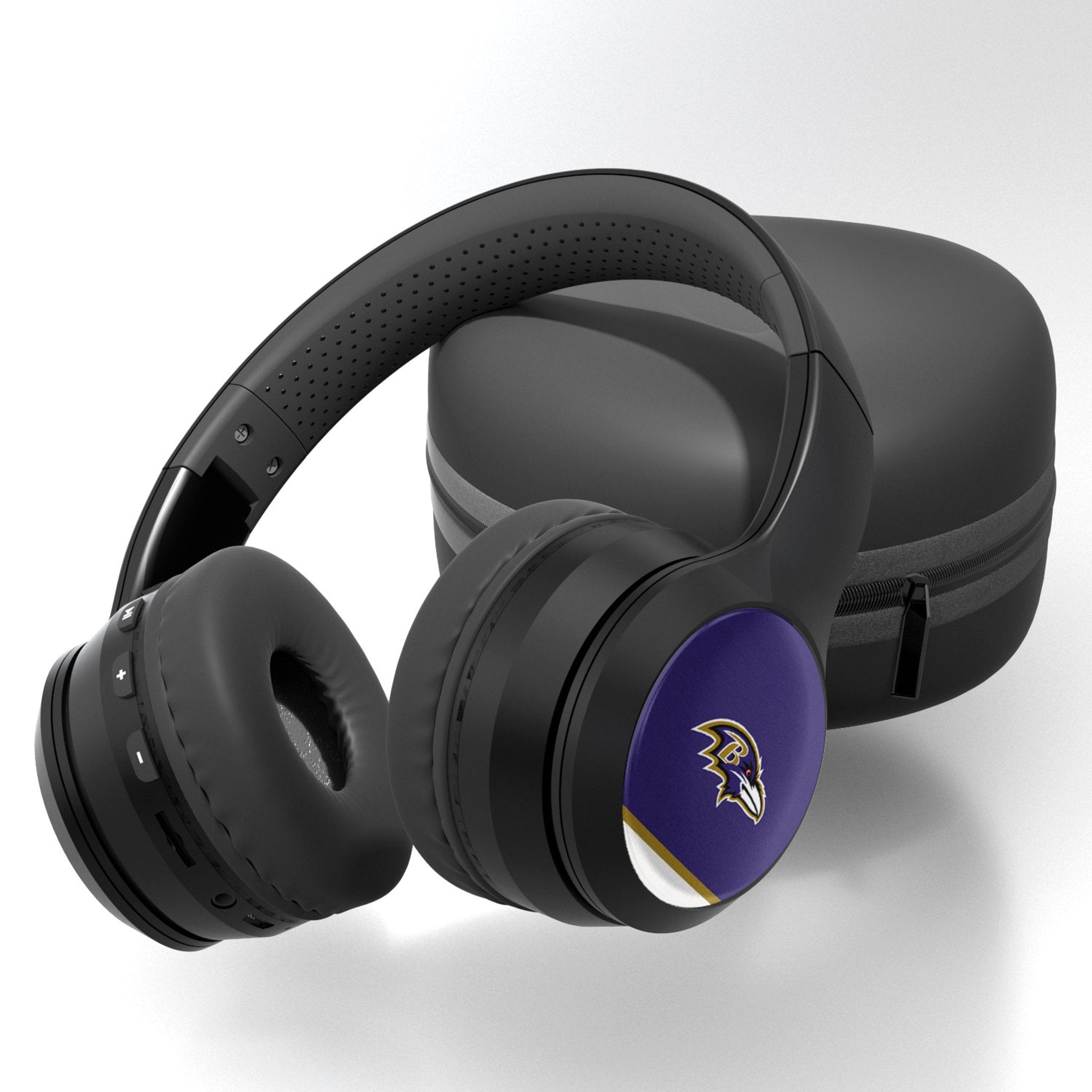 Baltimore Ravens Wireless Bluetooth Over-Ear Headphones with Case - Perfect for NFL Fans, Gaming, and Travel
