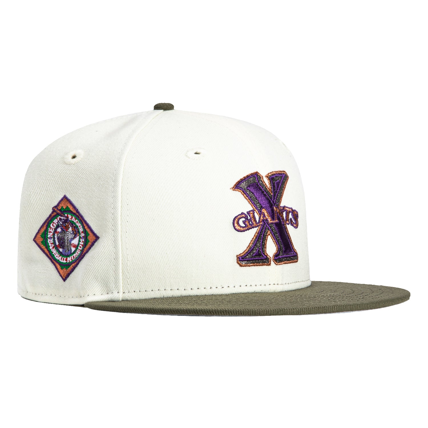 New Era 59Fifty Cuban Giants Negro League Baseball Cap - Authentic MLB Licensed Patch, White & Olive Green Adjustable Snapback Hat for Men & Women - Perfect for Baseball Games, Streetwear & Vintage Fashion