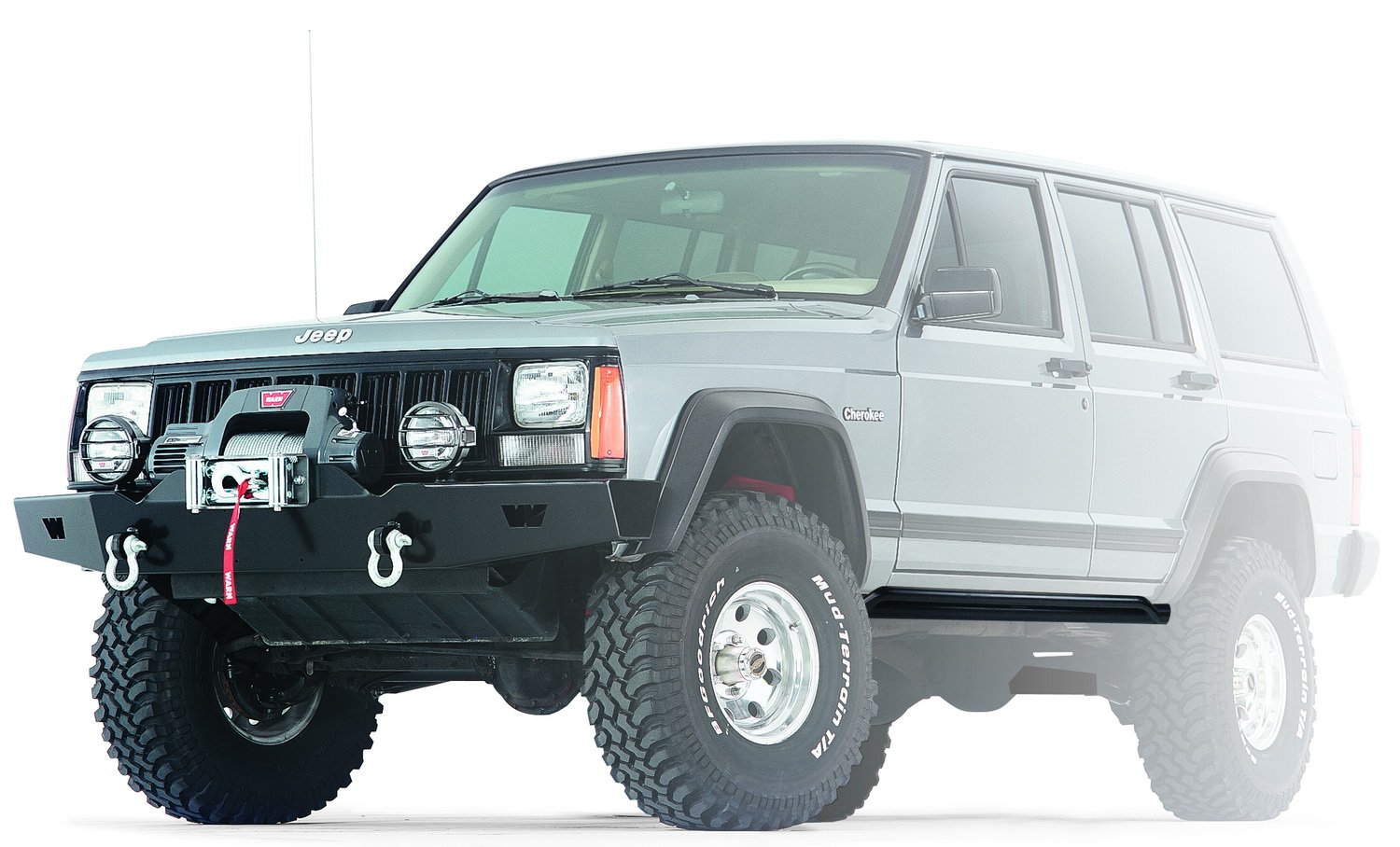 WARN 71500 Heavy Duty Steel Rock Sliders for Jeep Wrangler TJ (2003-2006) - Off-Road Side Protection & Step Bars for Adventure & Trail Riding
