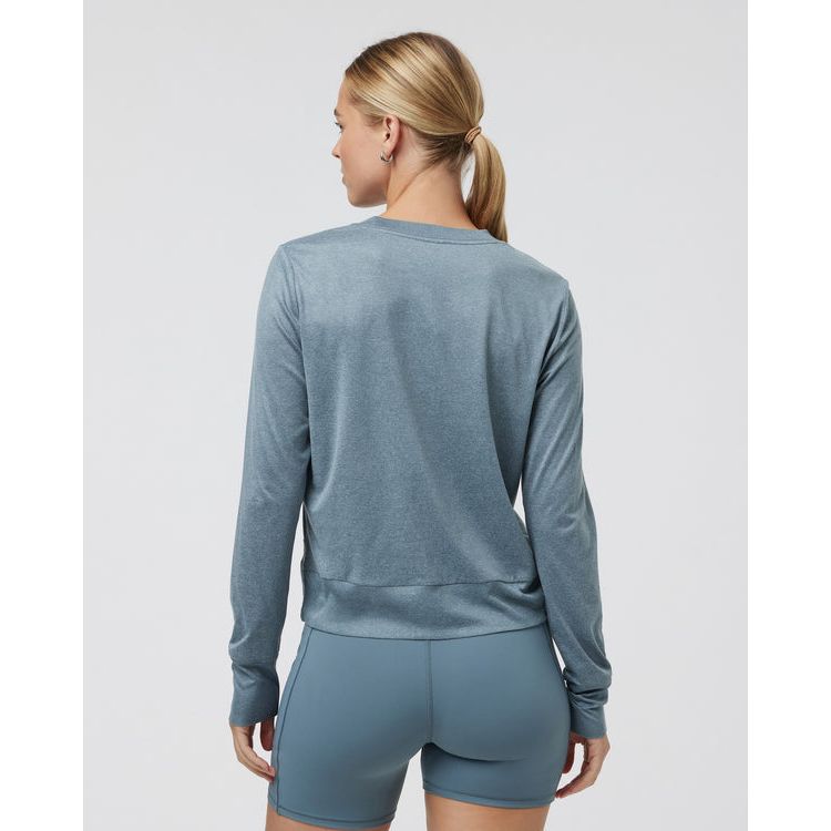 Vuori Women's Daydream Crew Sweatshirt - Soft Smoke Blue Heather Pullover for Yoga, Running & Lounge Wear | Cozy Casual Outfit for Workouts & Everyday Comfort
