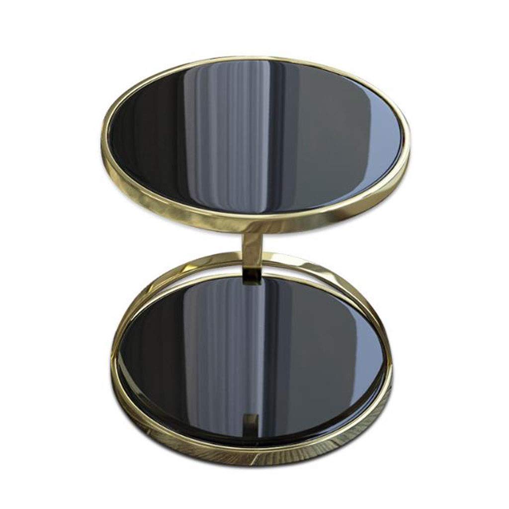 2-Tier Round Stainless Steel End Table with Glass Top - Modern Side Table, Nightstand, Coffee Table for Living Room, Bedroom & Balcony - Perfect for Reading Nook, Couch Side & Small Space Decor