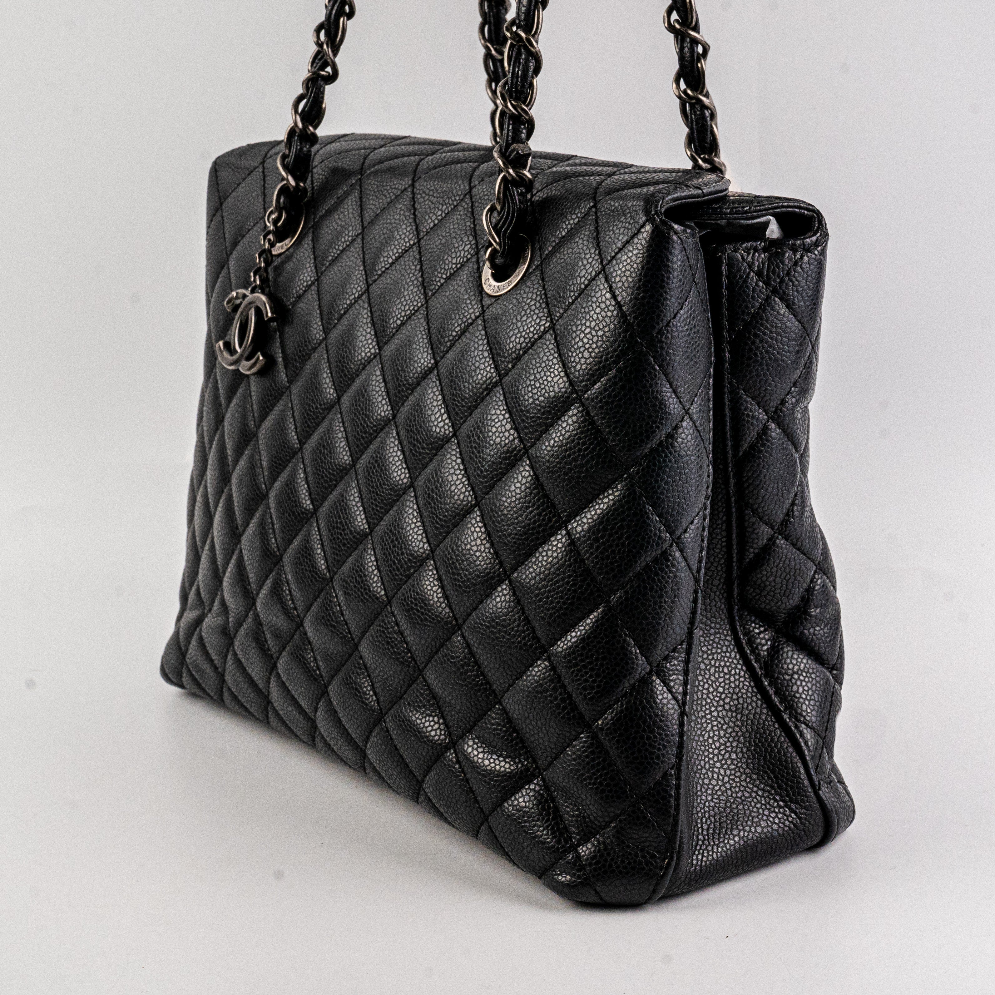 Chanel Caviar Leather Shoulder Tote Bag - Classic Black Handbag for Women | Perfect for Work, Travel & Everyday Luxury