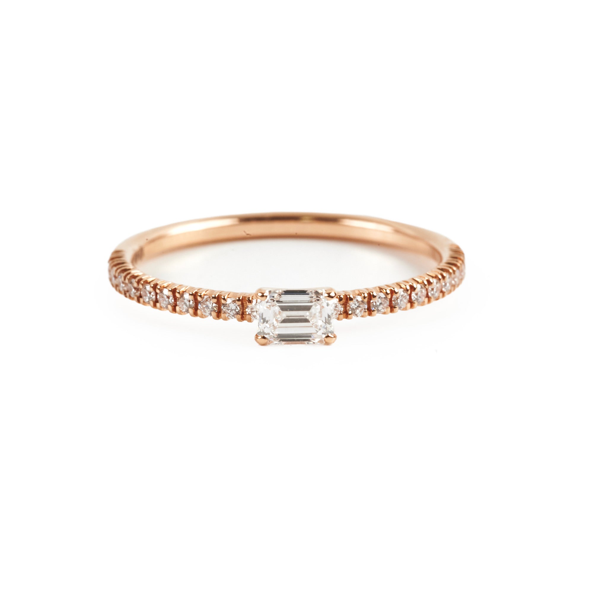 Cartier Etincelle 18K Pink Gold Eternity Ring with Emerald Cut Diamonds - Size 52 | Luxury Wedding Band, Anniversary Gift for Her, Perfect for Special Occasions & Romantic Proposals