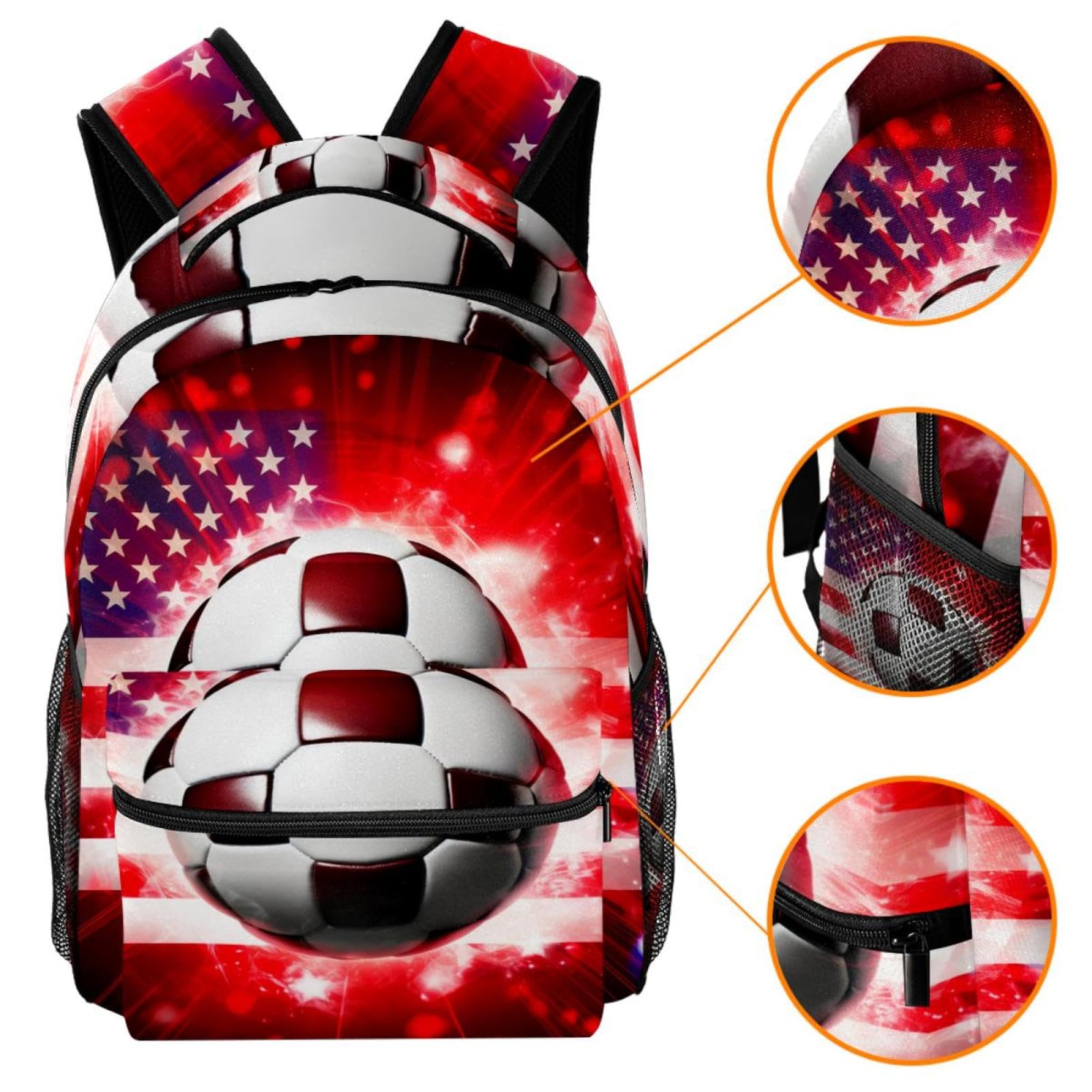 American Flag Football Backpack for Women & Men - Durable Travel Backpack for Sports, Hiking, School & Outdoor Adventures