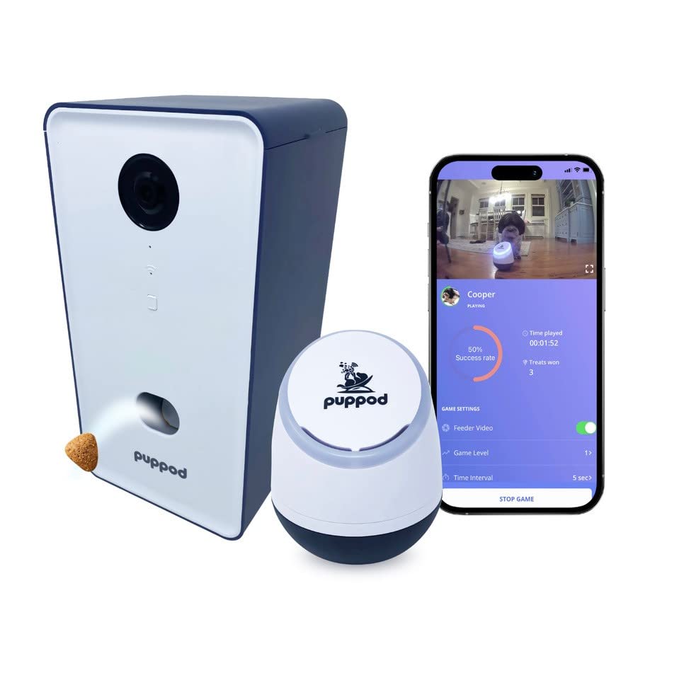 Interactive Dog Training & Enrichment System - Smart Puzzle Toy with Positive Reinforcement, Automatic Feeder & Mobile App for Obedience, Agility & Mental Stimulation (Perfect for Indoor Play, Separation Anxiety & Boredom Relief)