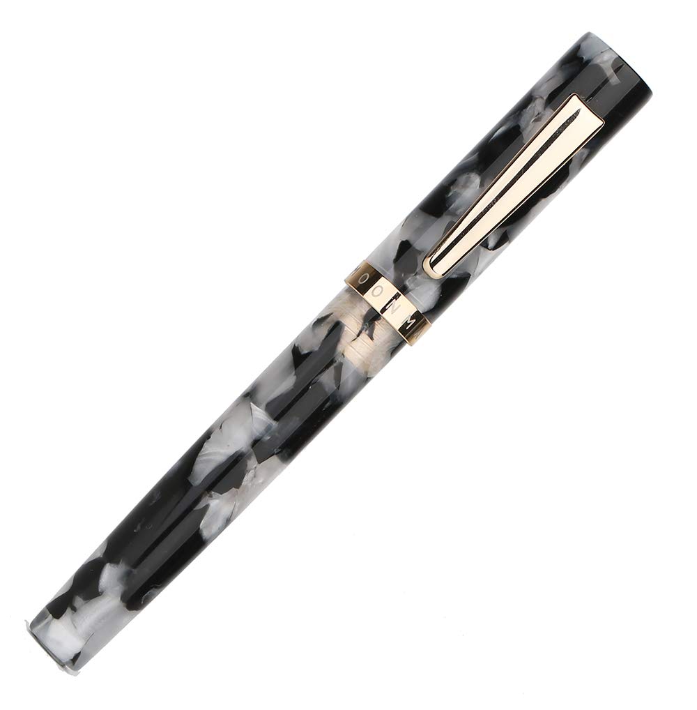 Majohn N2 Acrylic Fountain Pen with Fine Nib - Premium Black Celluloid Mini Travel Pocket Pen Gift Set with Box | Perfect for Journaling, Note Taking & Business Professionals