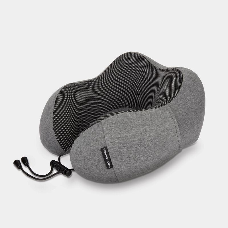 Travelon Contoured Memory Foam Travel Pillow - Neck Support Pillow for Airplane, Car & Camping - Ergonomic Design for Comfortable Sleep During Travel