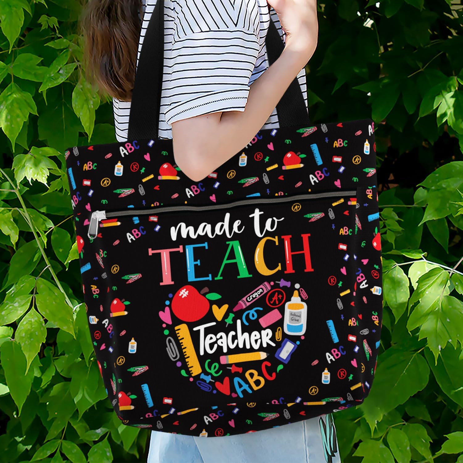 84hoods Large Tote Bag for Women - Stylish Teacher Work Bag with Multiple Pockets & Secure Zipper Closure - Perfect Gift for Teachers, Nurses & Professionals - Great for Work, Travel & Everyday Use
